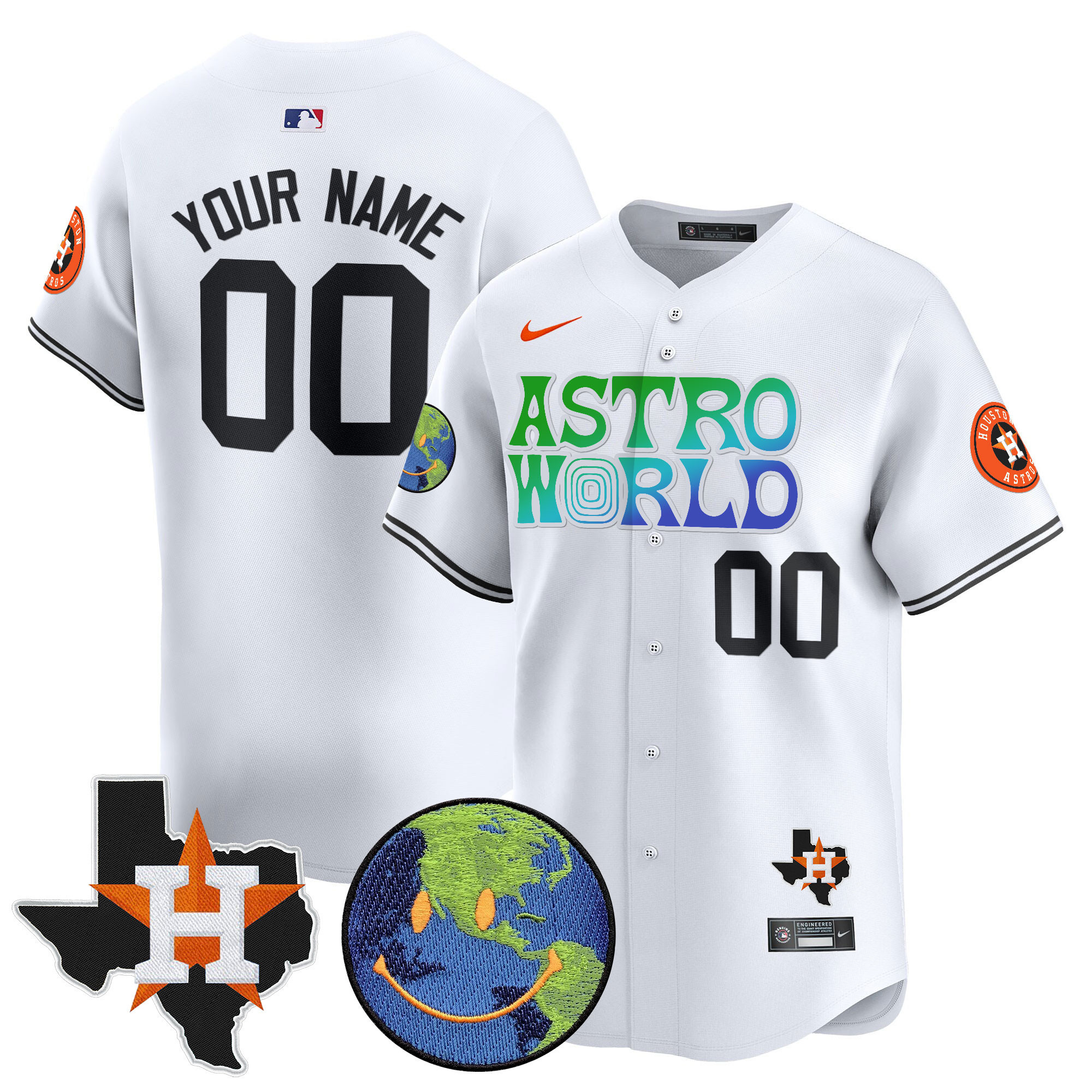 Houston Astros Cactus Jack Astro World Vapor Premier Limited Custom White Jersey - All Stitched