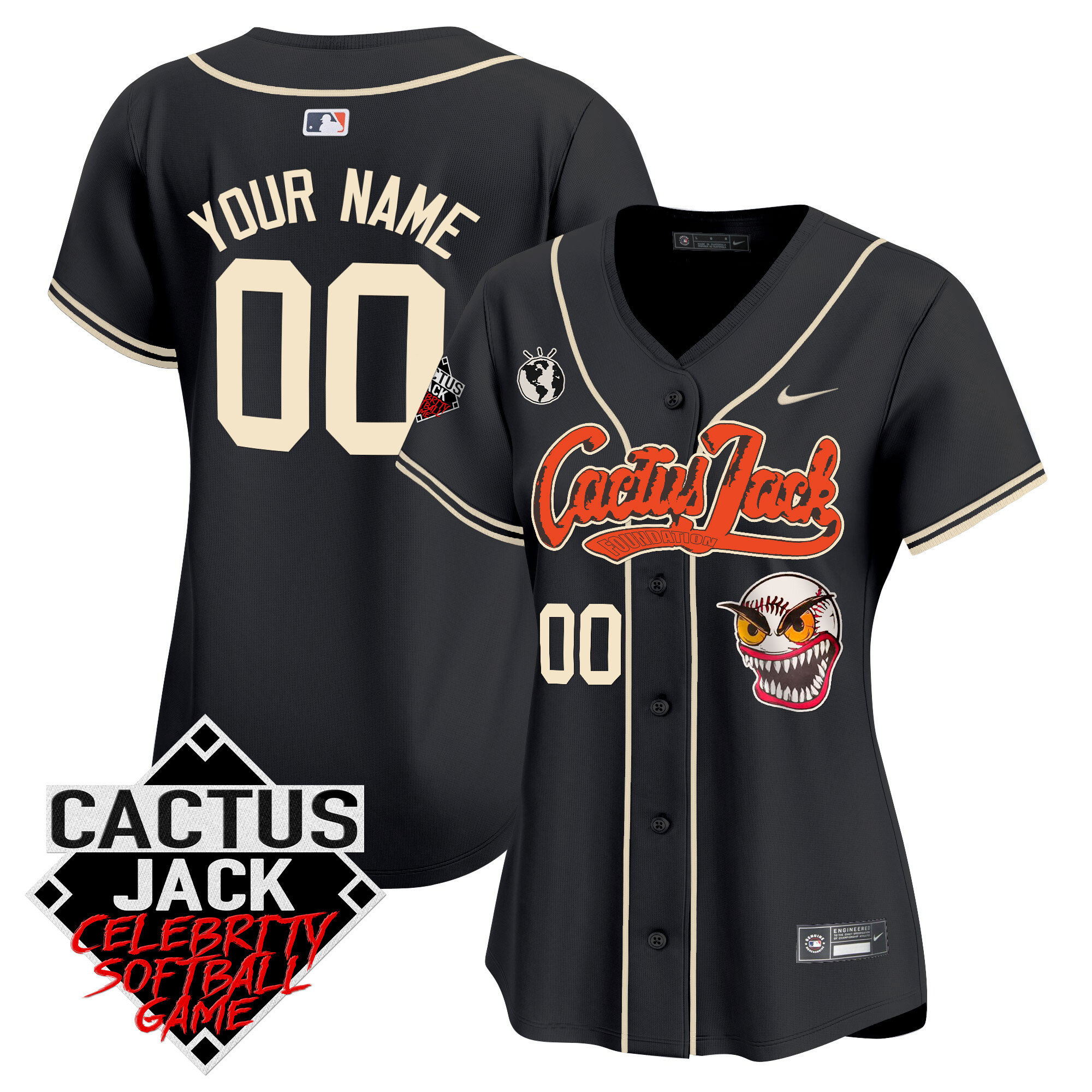 Houston Astros Cactus Jack Celebrity Softball Game Patch Vapor Premier Limited Custom Black Jersey - All Stitched
