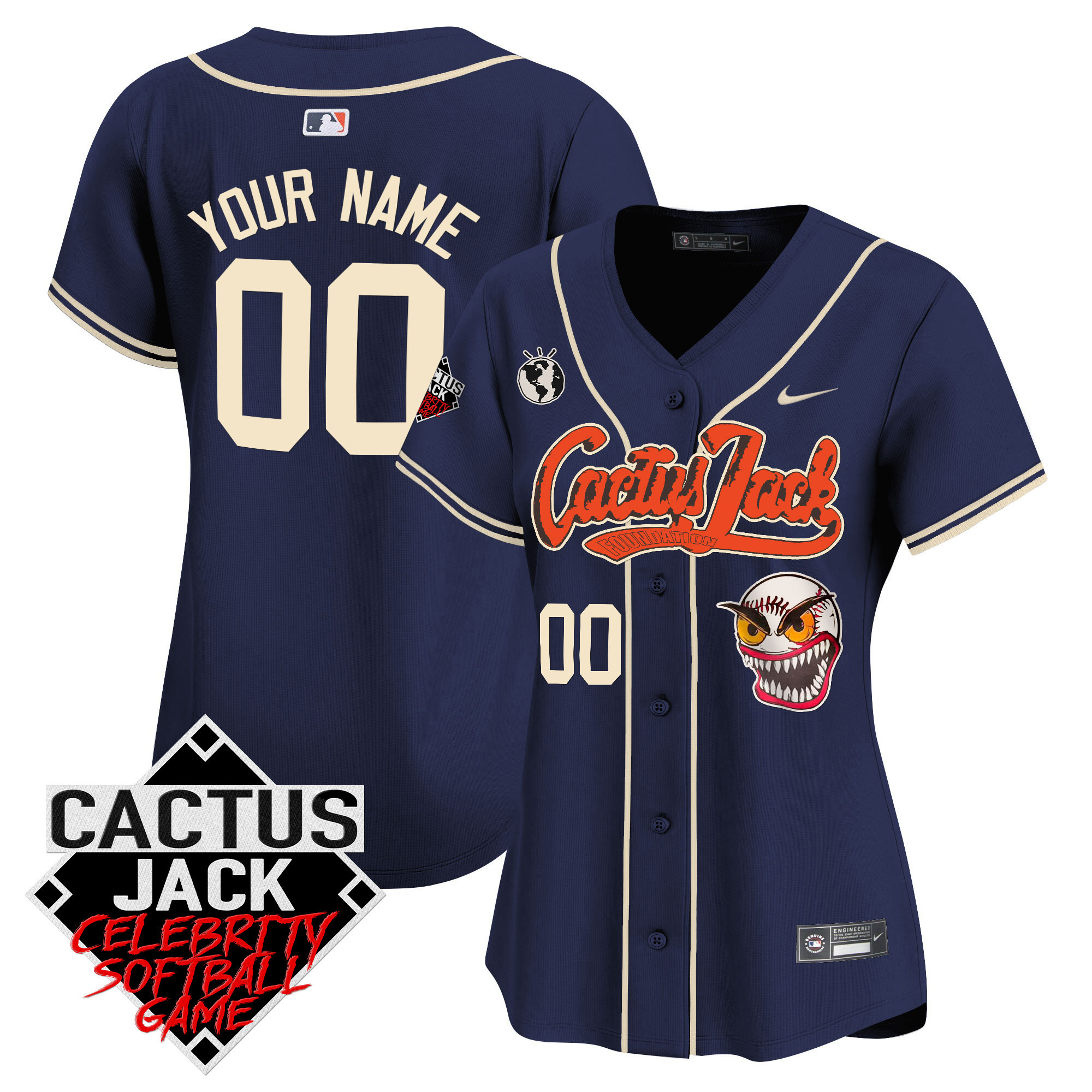 Houston Astros Cactus Jack Celebrity Softball Game Patch Vapor Premier Limited Custom Navy Jersey - All Stitched
