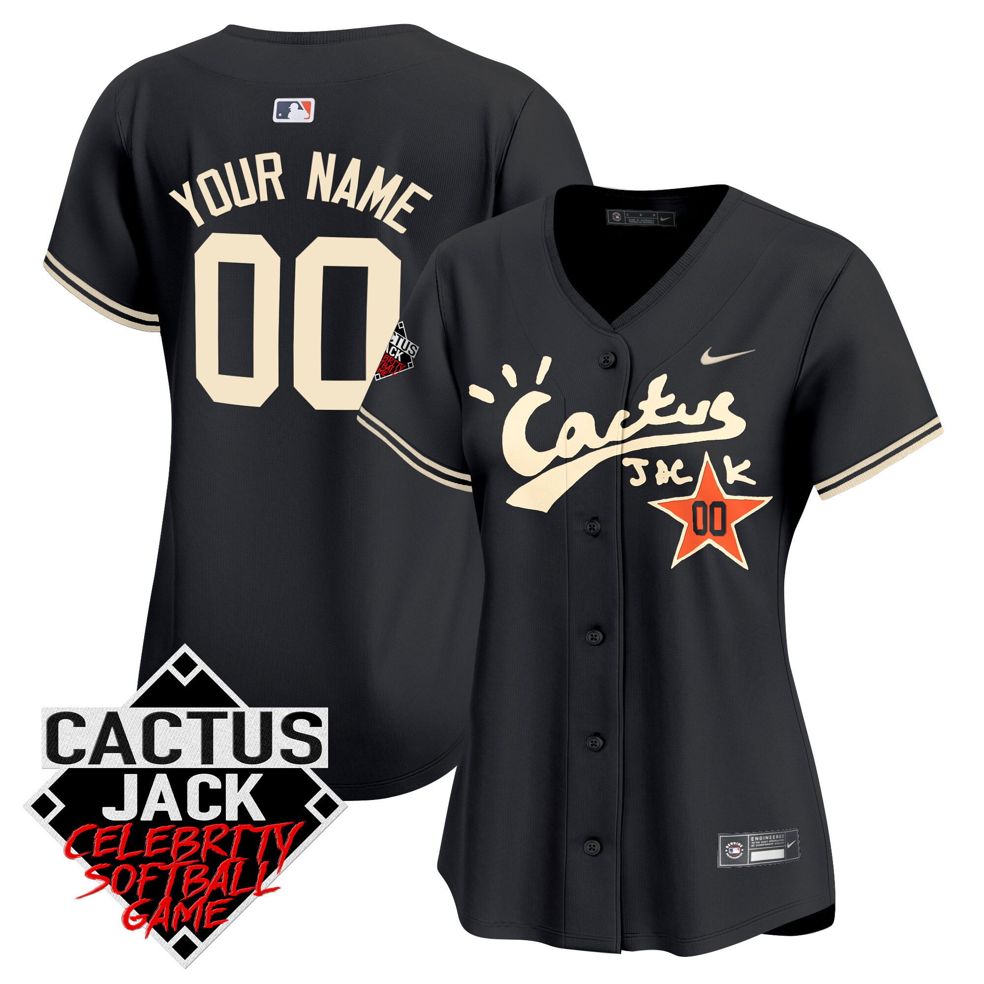 Houston Astros Cactus Jack Celebrity Softball Game Patch Vapor Premier Limited Custom V2 Black Jersey - All Stitched