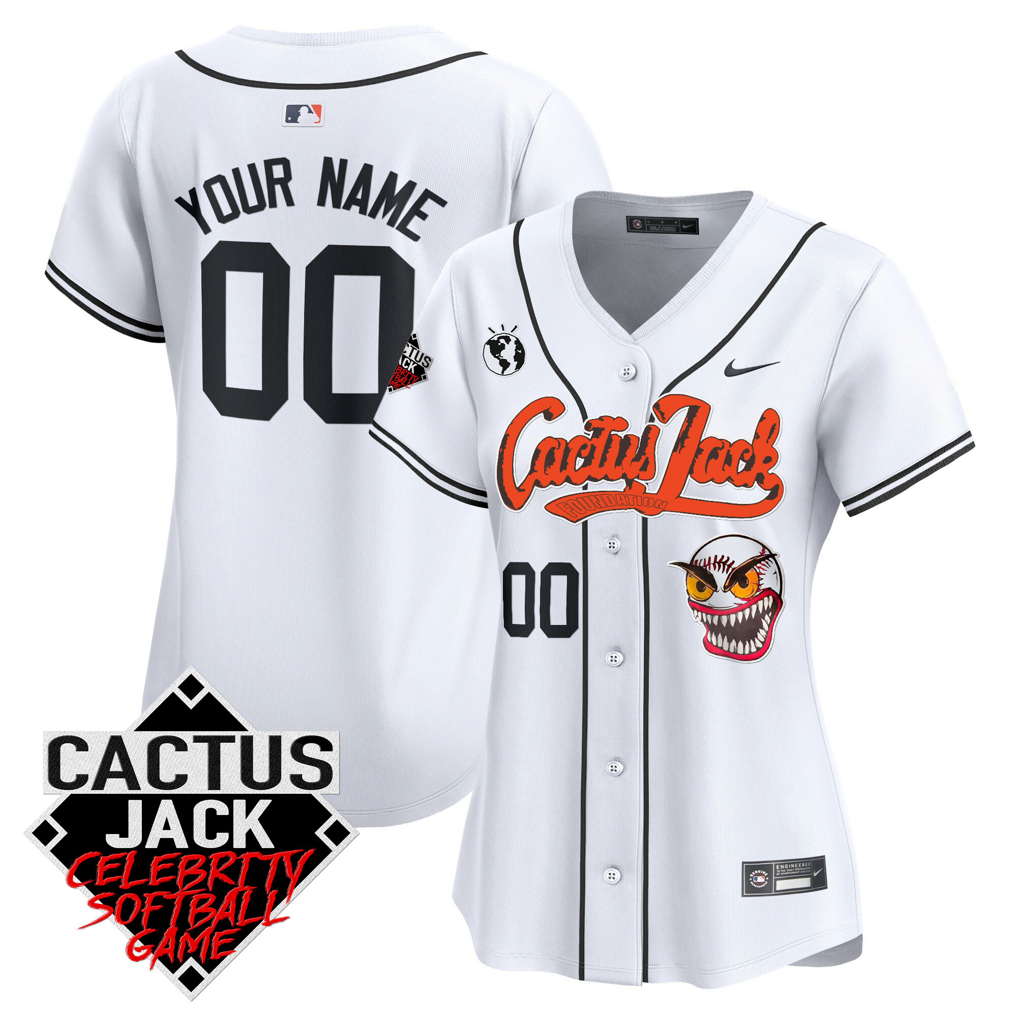 Houston Astros Cactus Jack Celebrity Softball Game Patch Vapor Premier Limited Custom White Jersey - All Stitched