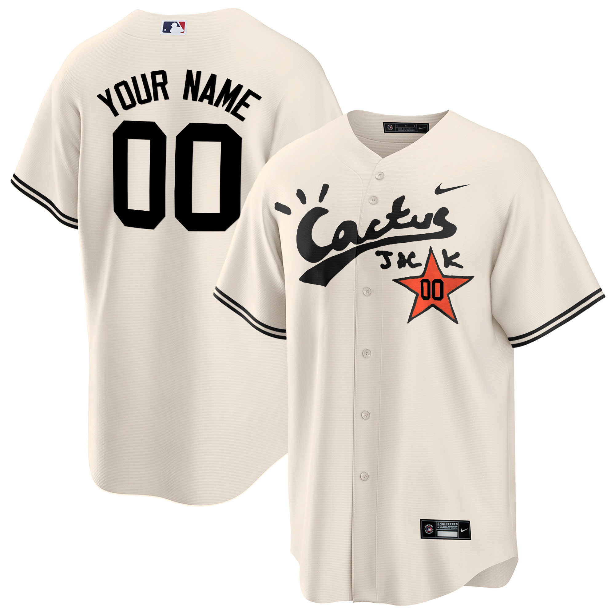 Houston Astros Cactus Jack Cool Base Custom V2 Cream Jersey - All Stitched