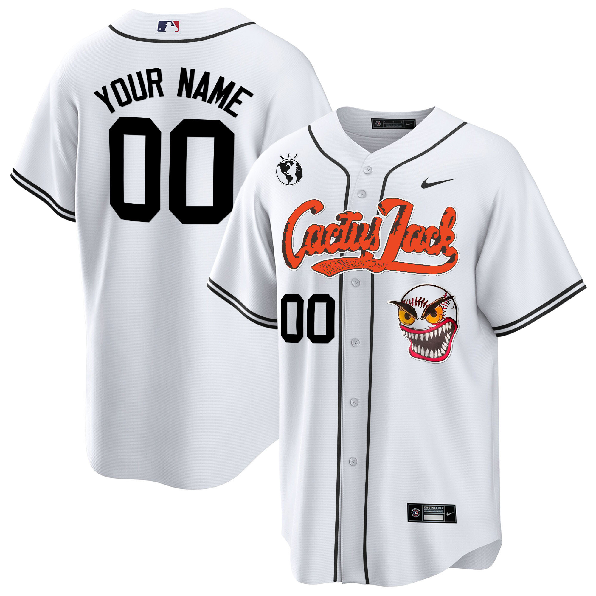 Houston Astros Cactus Jack Cool Base Custom White Jersey - All Stitched