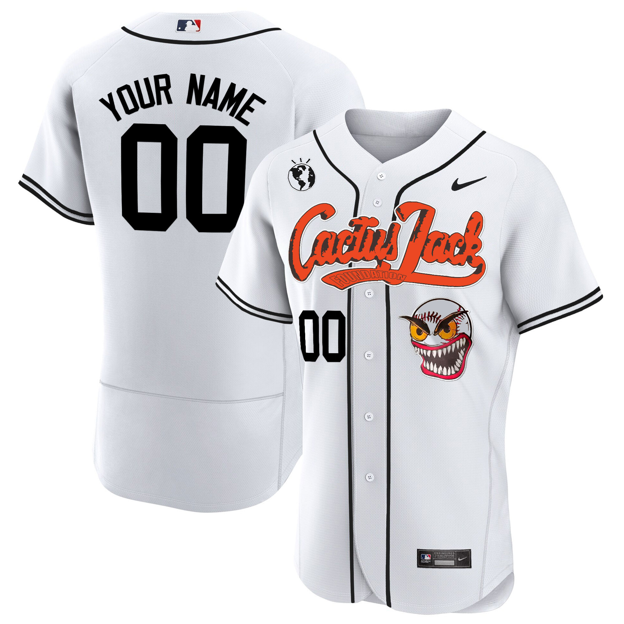 Houston Astros Cactus Jack Flex Base Custom White Jersey - All Stitched