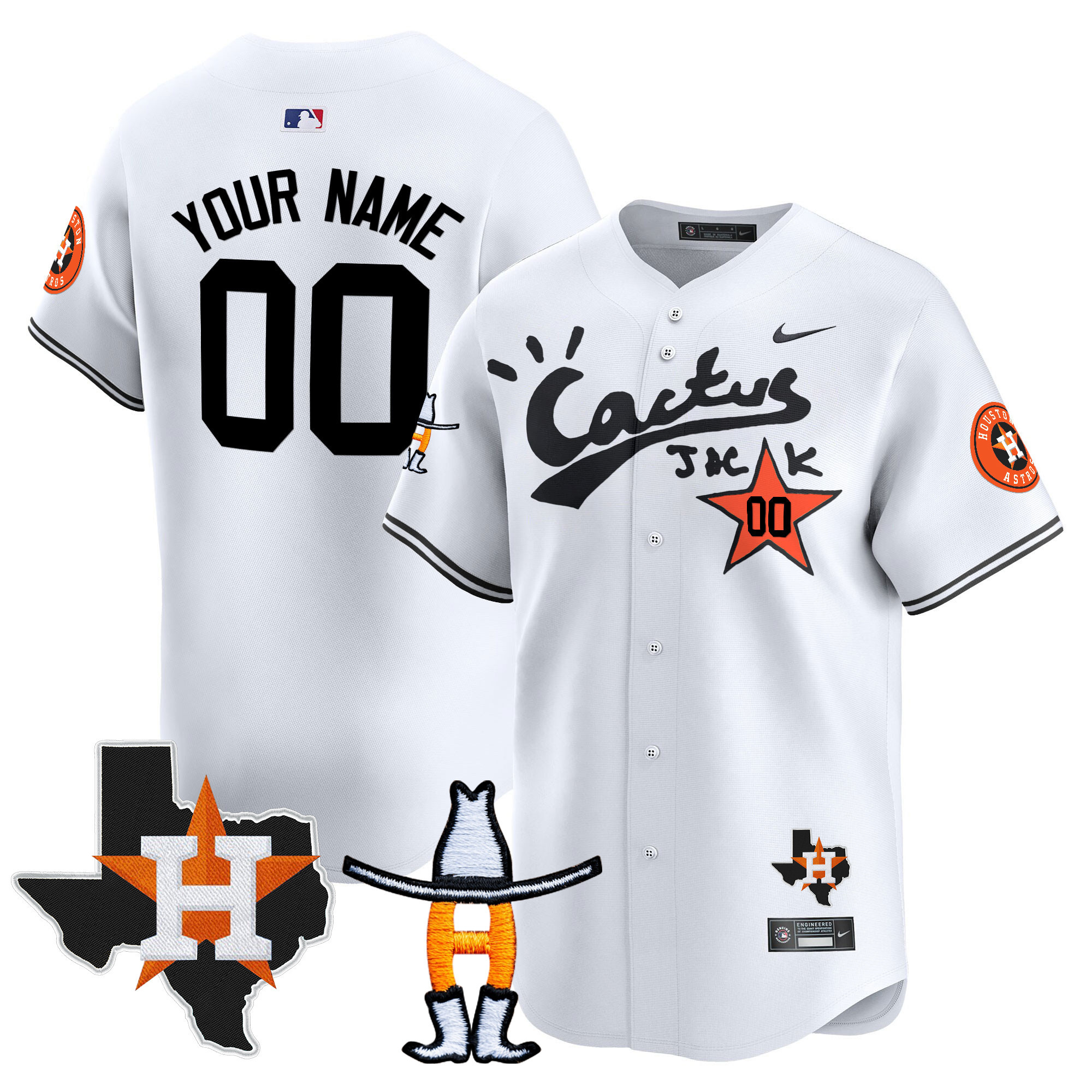 Houston Astros Cactus Jack Houston Rodeo Patch Vapor Premier Limited Custom White Jersey - All Stitched