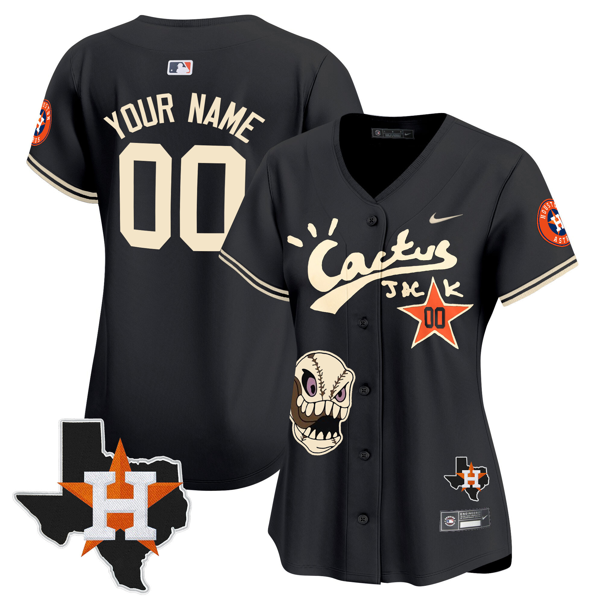 Houston Astros Cactus Jack Patch Vapor Premier Limited Custom Black Jersey - All Stitched