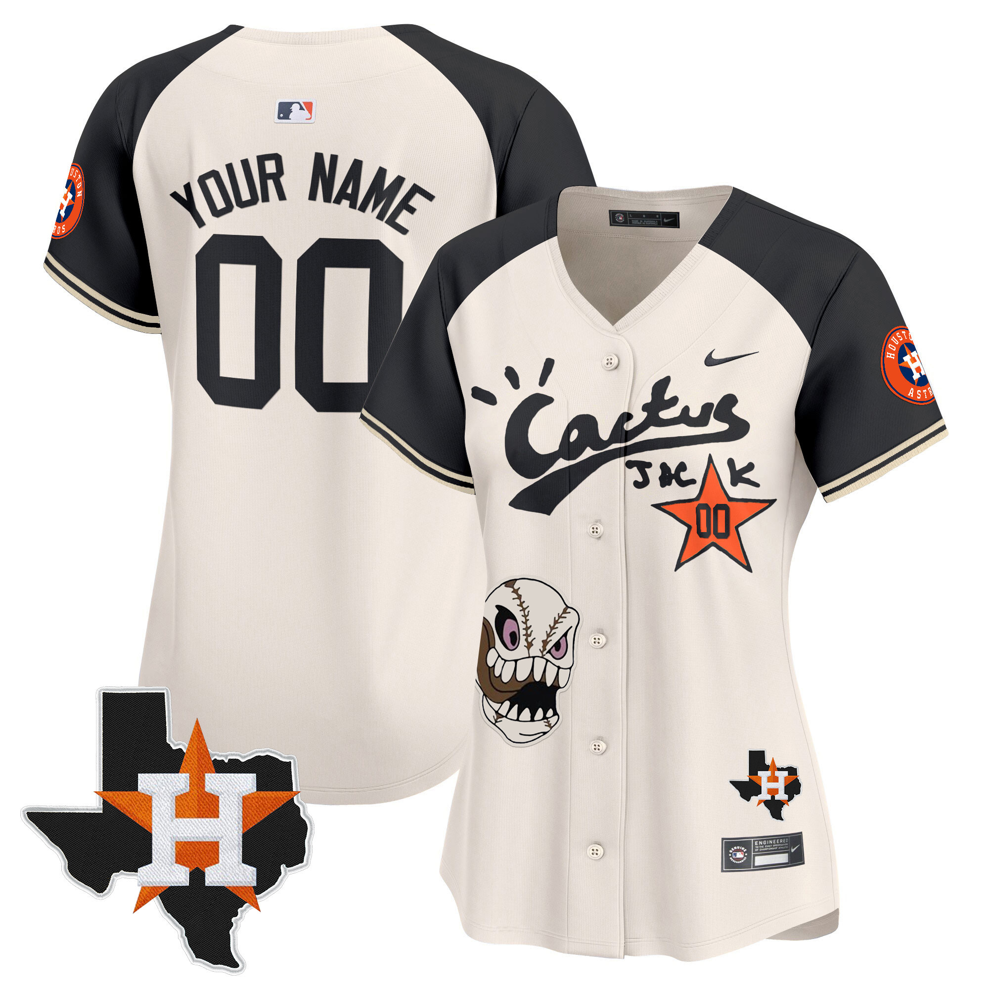 Houston Astros Cactus Jack Patch Vapor Premier Limited Custom Cream Alternate Jersey - All Stitched