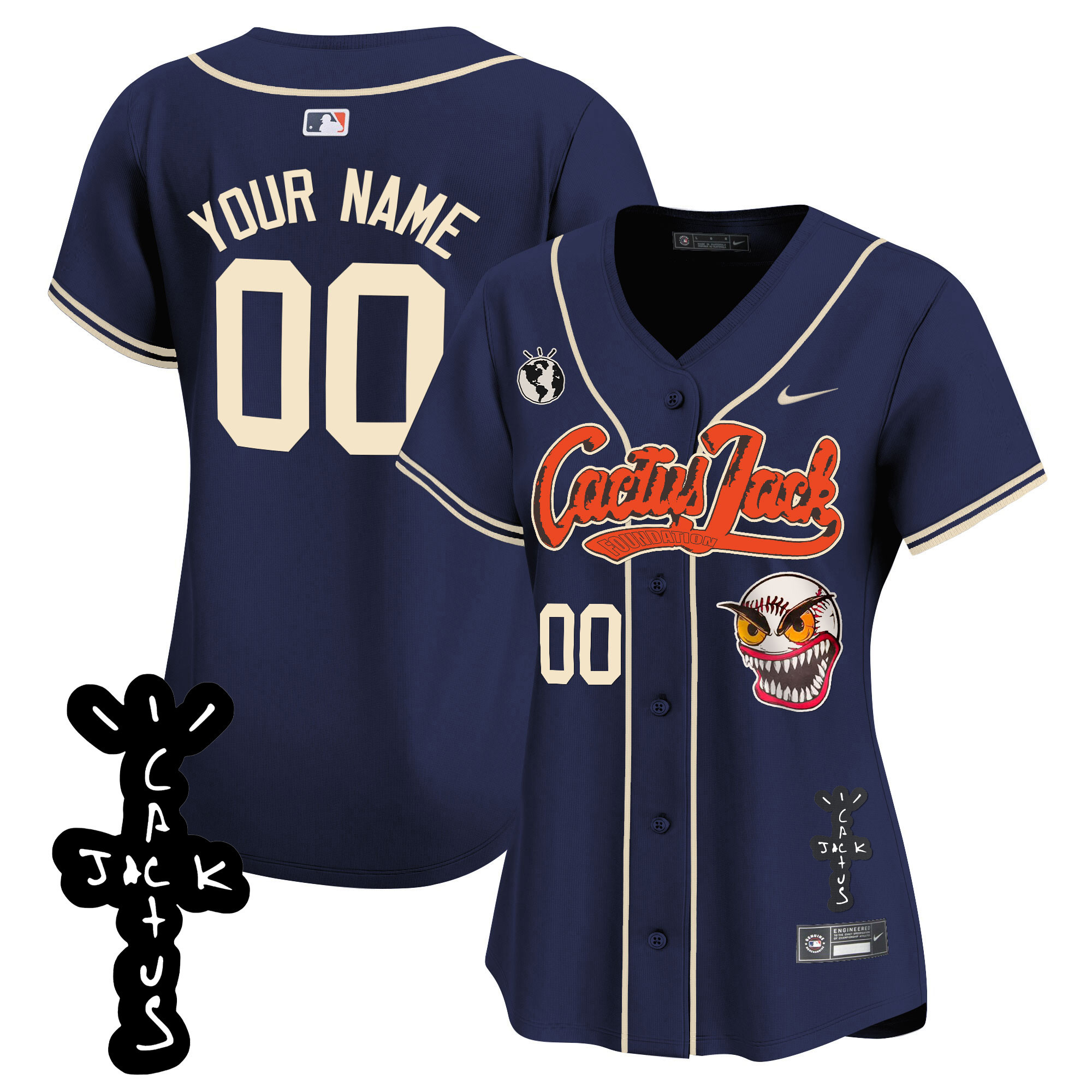 Houston Astros Cactus Jack Patch Vapor Premier Limited Custom Navy Jersey - All Stitched