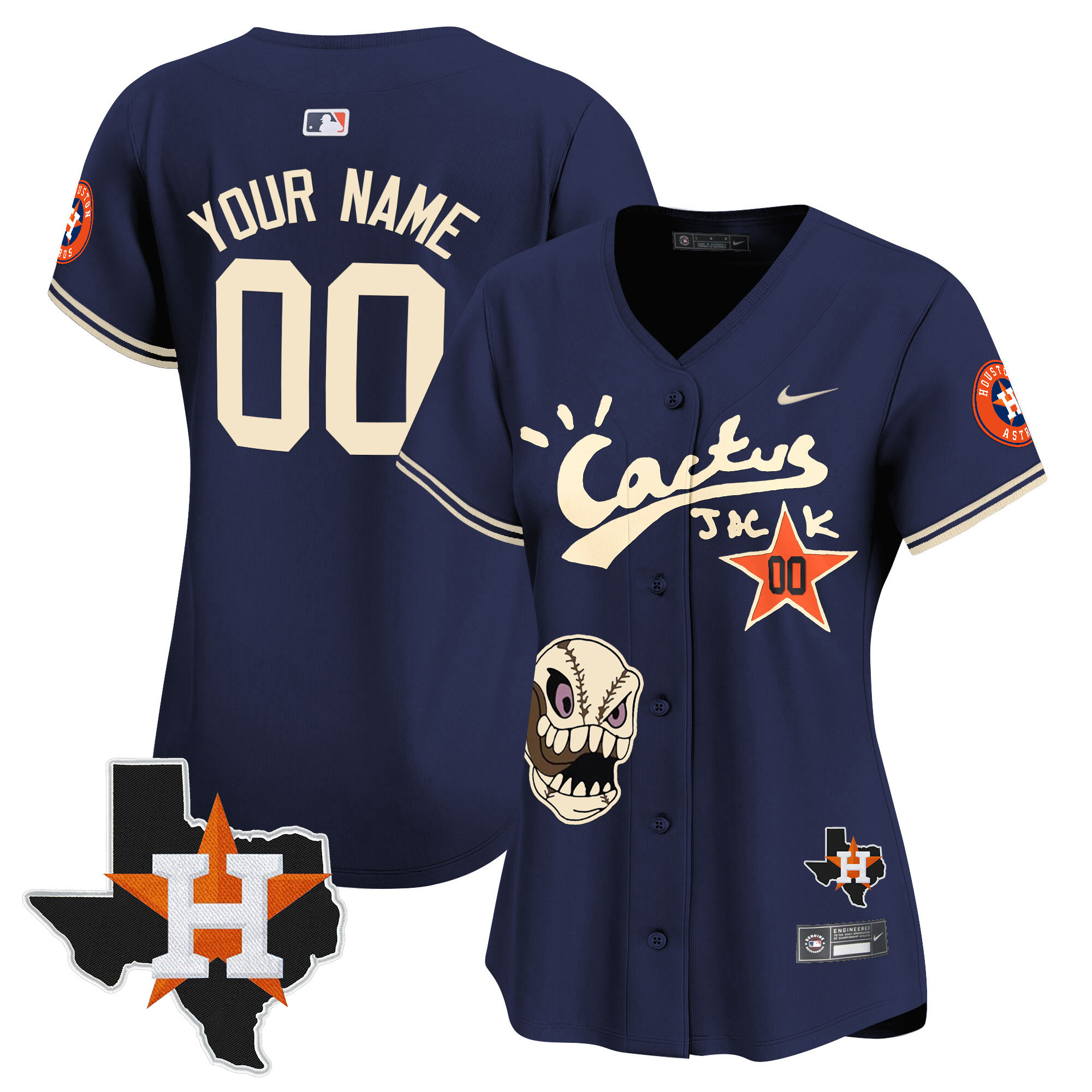 Houston Astros Cactus Jack Patch Vapor Premier Limited Custom Navy Jersey - All Stitched