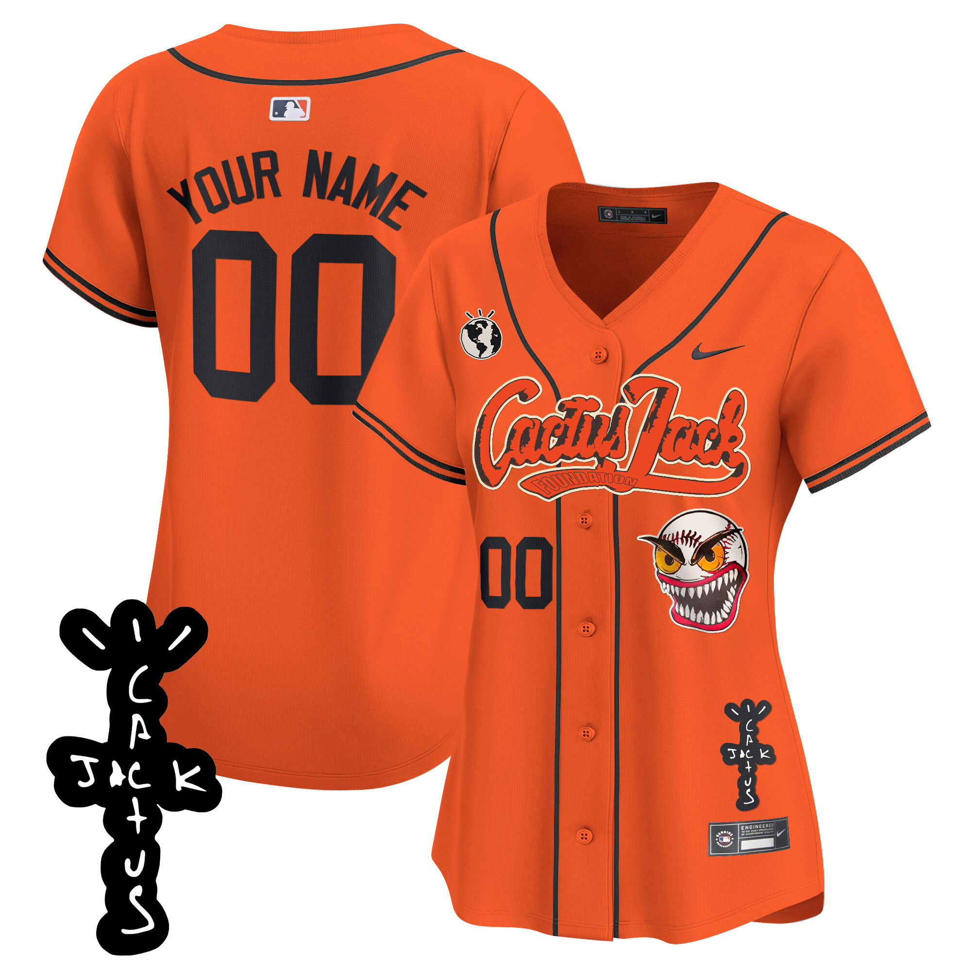 Houston Astros Cactus Jack Patch Vapor Premier Limited Custom Orange Jersey - All Stitched