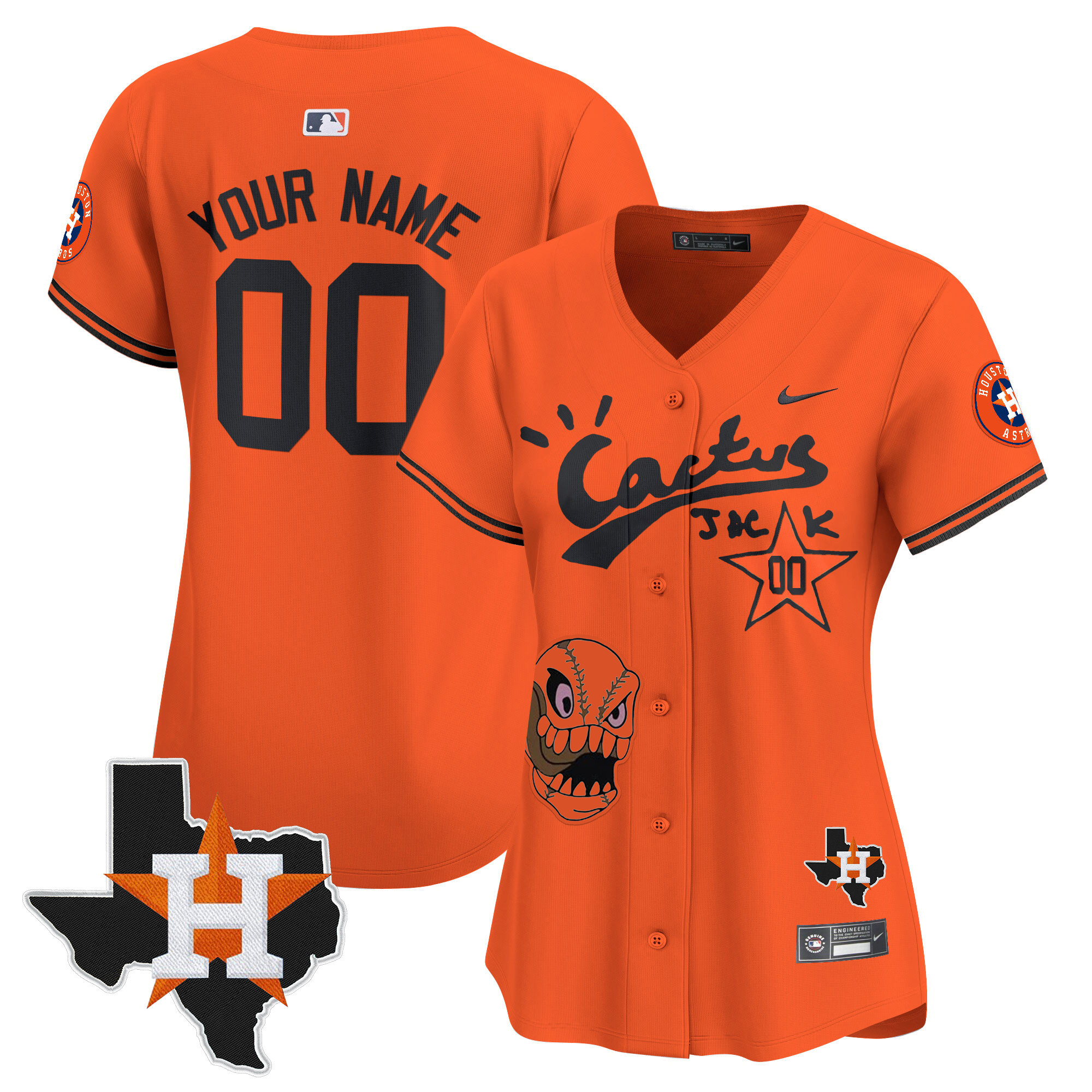 Houston Astros Cactus Jack Patch Vapor Premier Limited Custom Orange Jersey - All Stitched