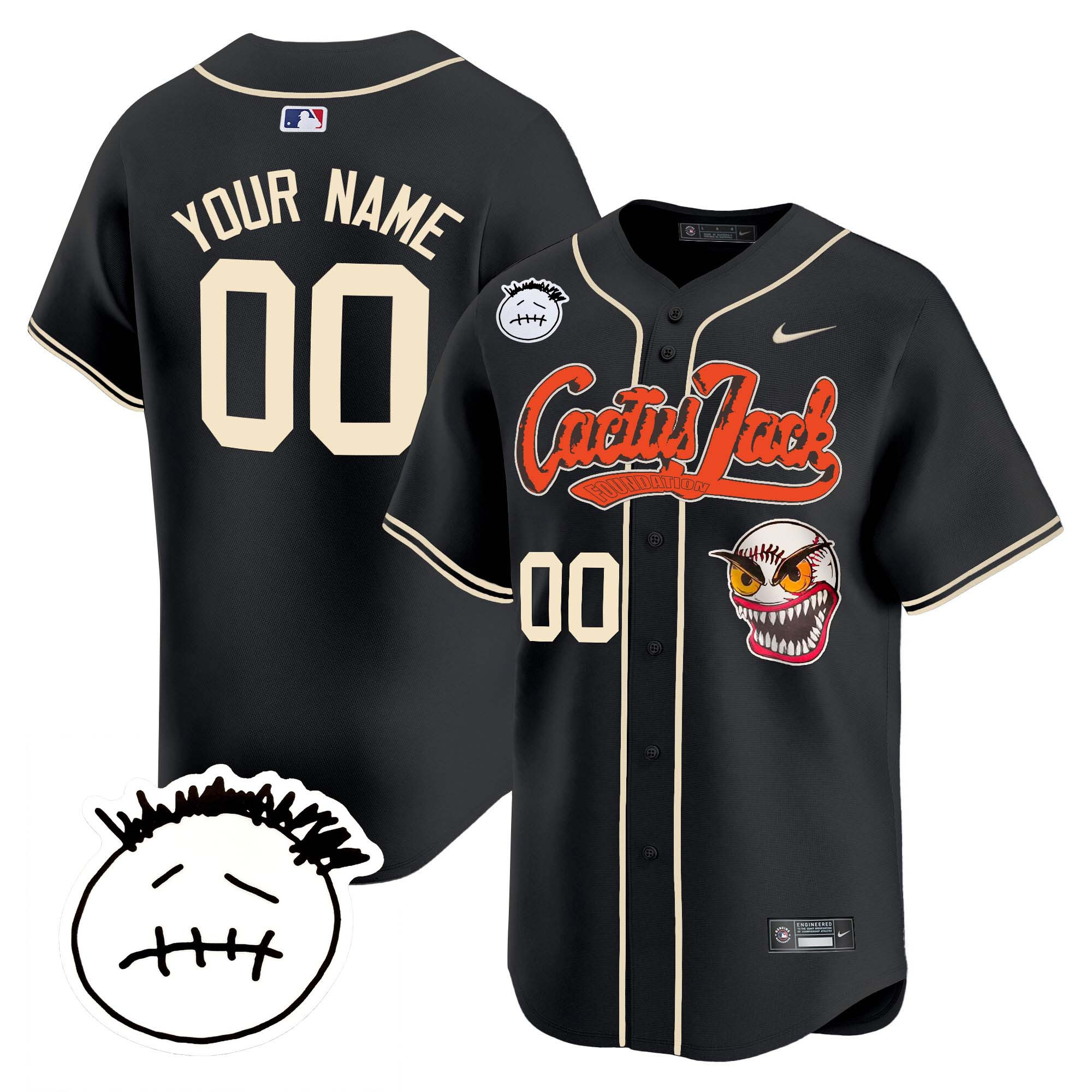 Houston Astros Cactus Jack Patch Vapor Premier Limited Custom V3 Black Jersey - All Stitched