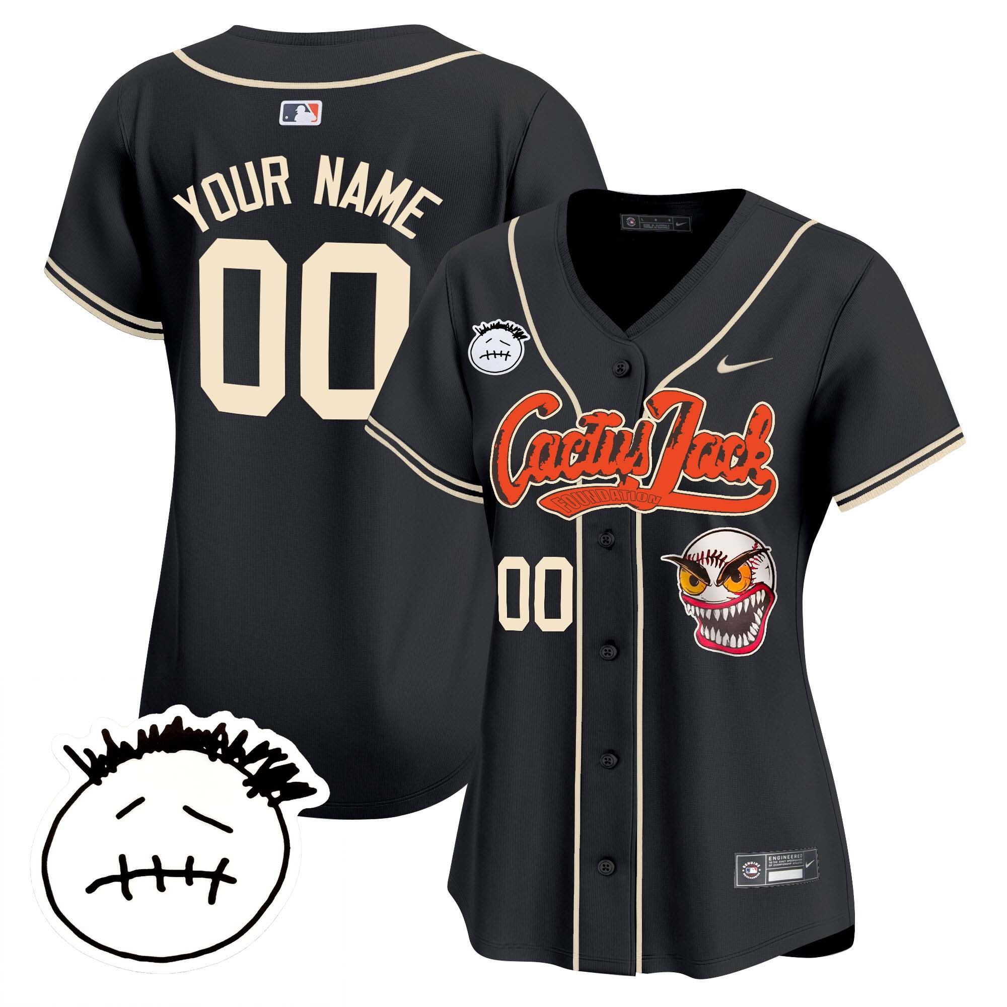 Houston Astros Cactus Jack Patch Vapor Premier Limited Custom V3 Black Jersey - All Stitched