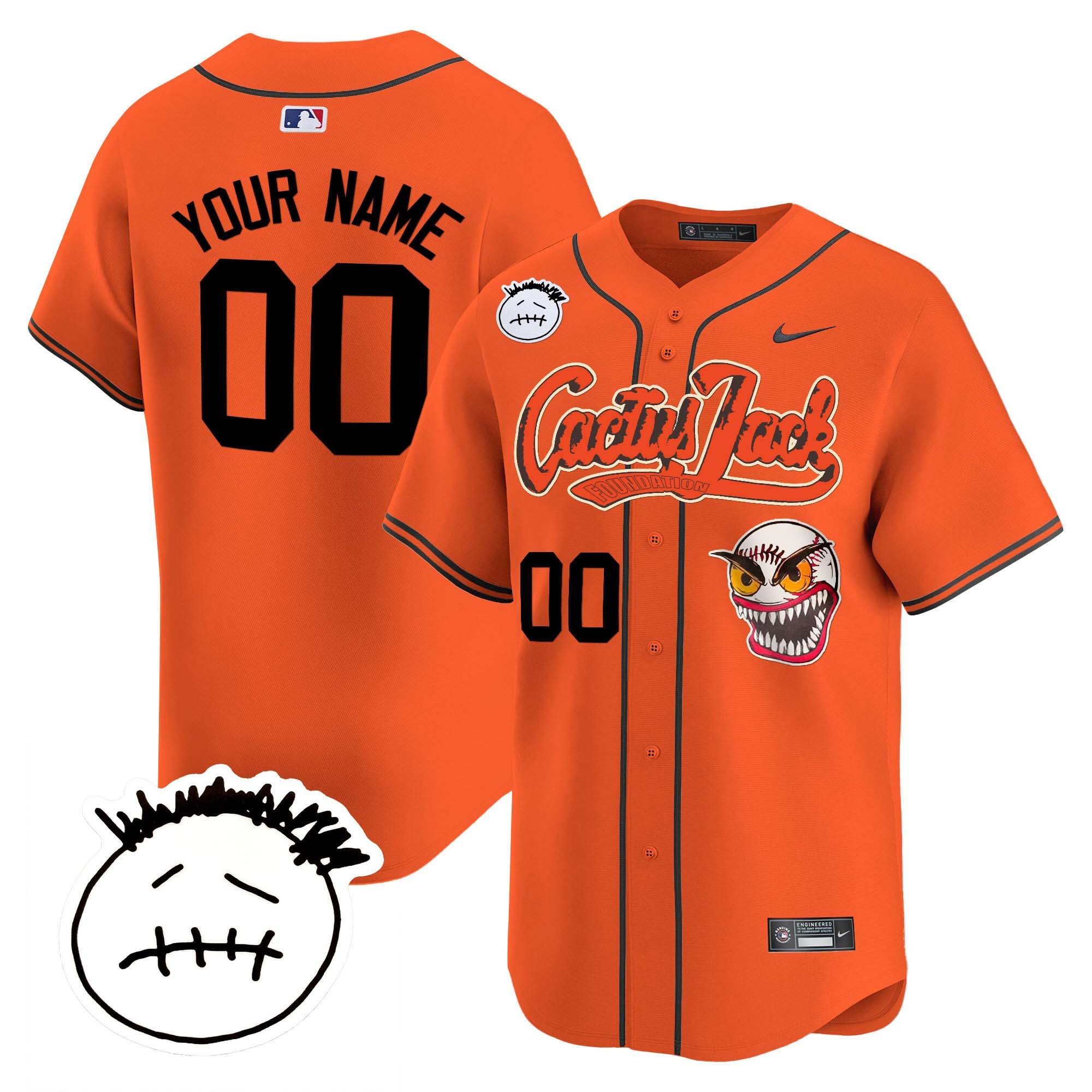 Houston Astros Cactus Jack Patch Vapor Premier Limited Custom V3 Orange Jersey - All Stitched
