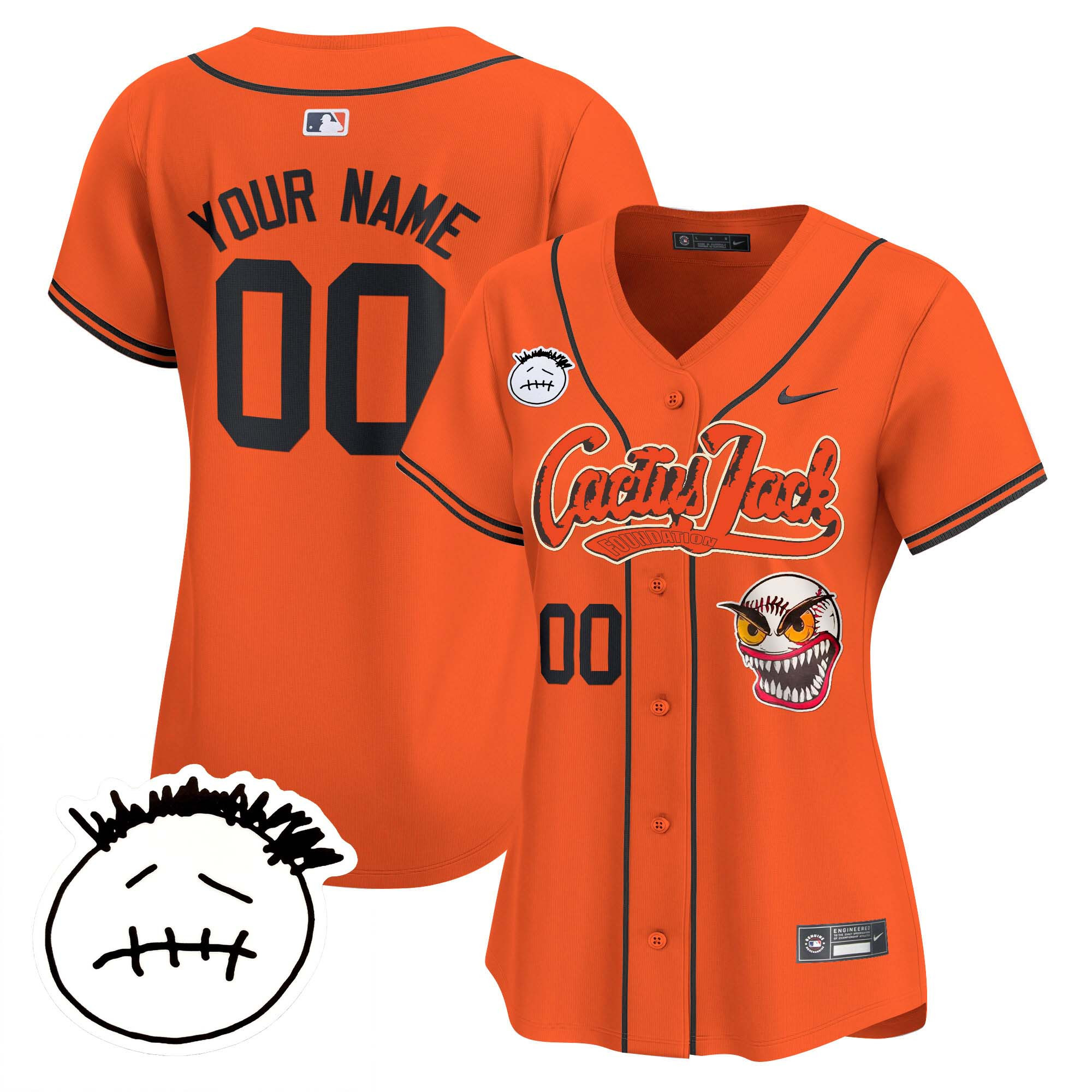 Houston Astros Cactus Jack Patch Vapor Premier Limited Custom V3 Orange Jersey - All Stitched