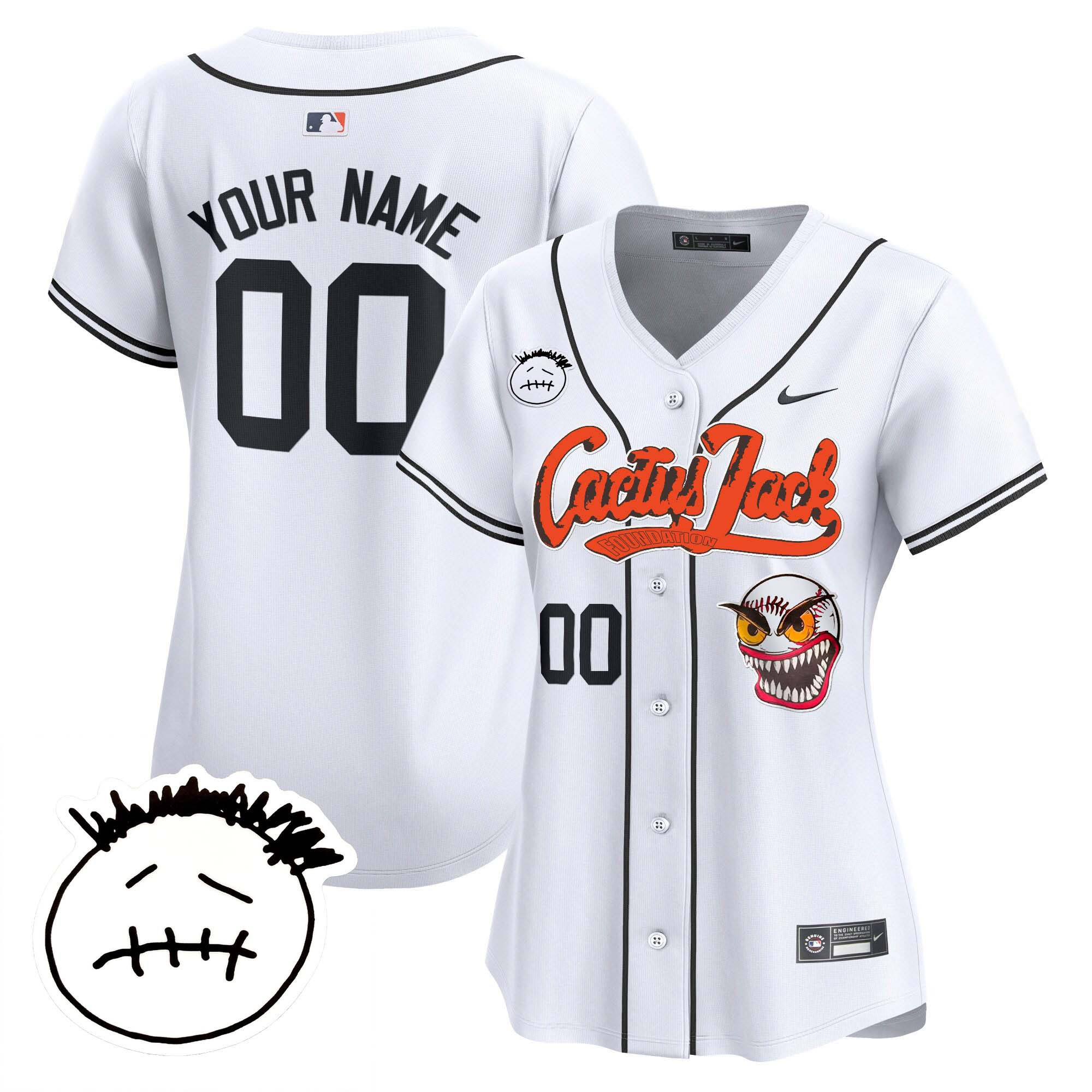 Houston Astros Cactus Jack Patch Vapor Premier Limited Custom V3 White Jersey - All Stitched