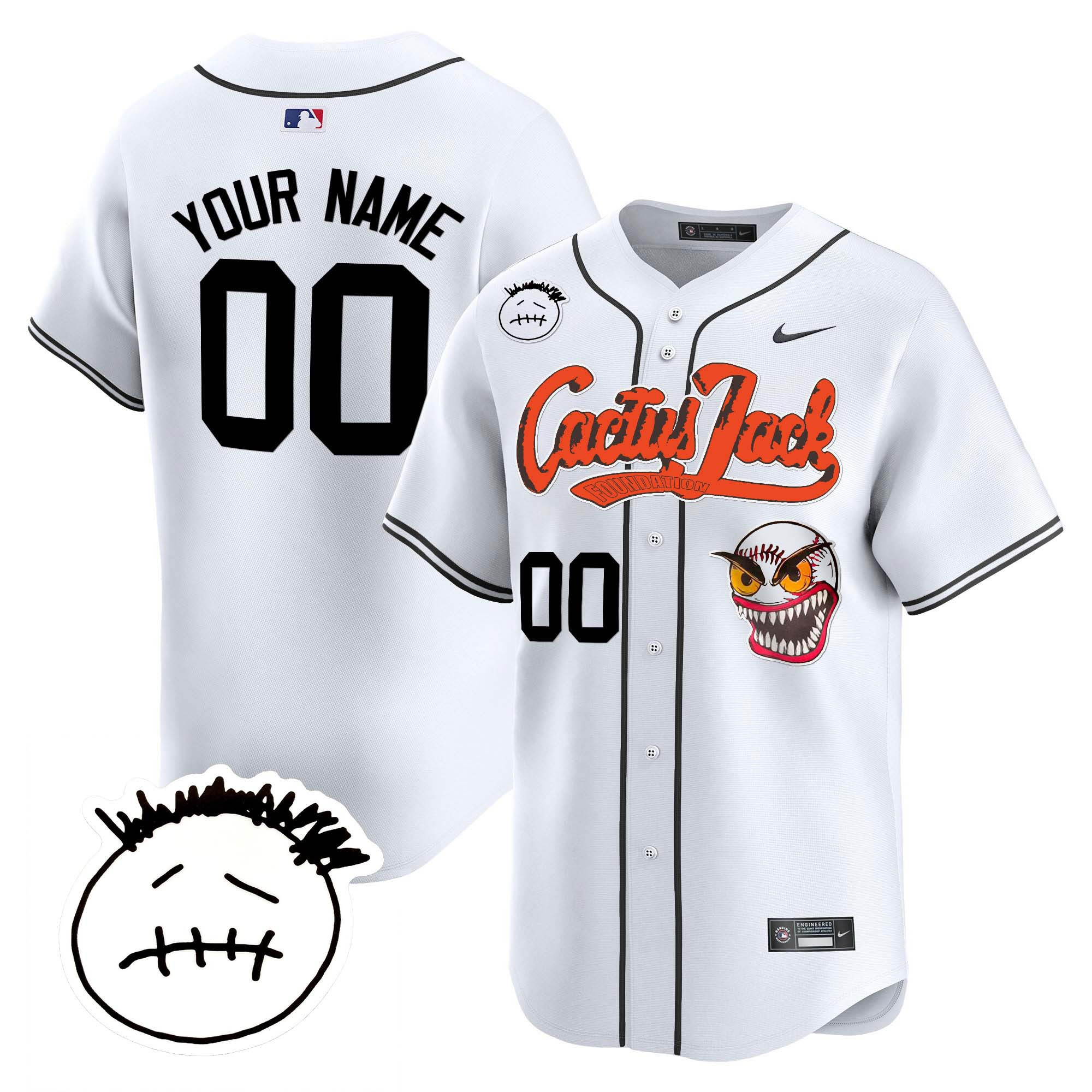 Houston Astros Cactus Jack Patch Vapor Premier Limited Custom V3 White Jersey - All Stitched