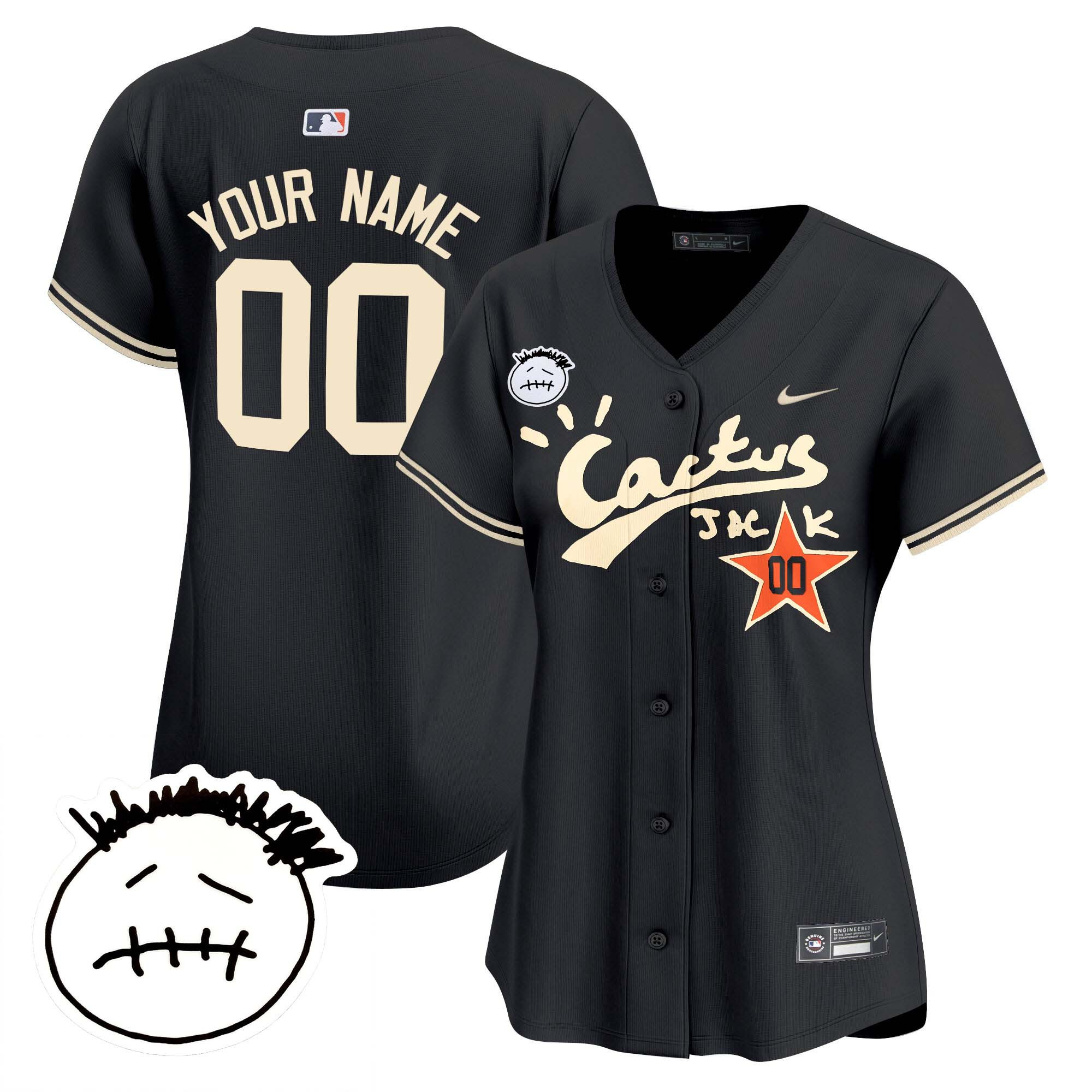 Houston Astros Cactus Jack Patch Vapor Premier Limited Custom V4 Black Jersey - All Stitched