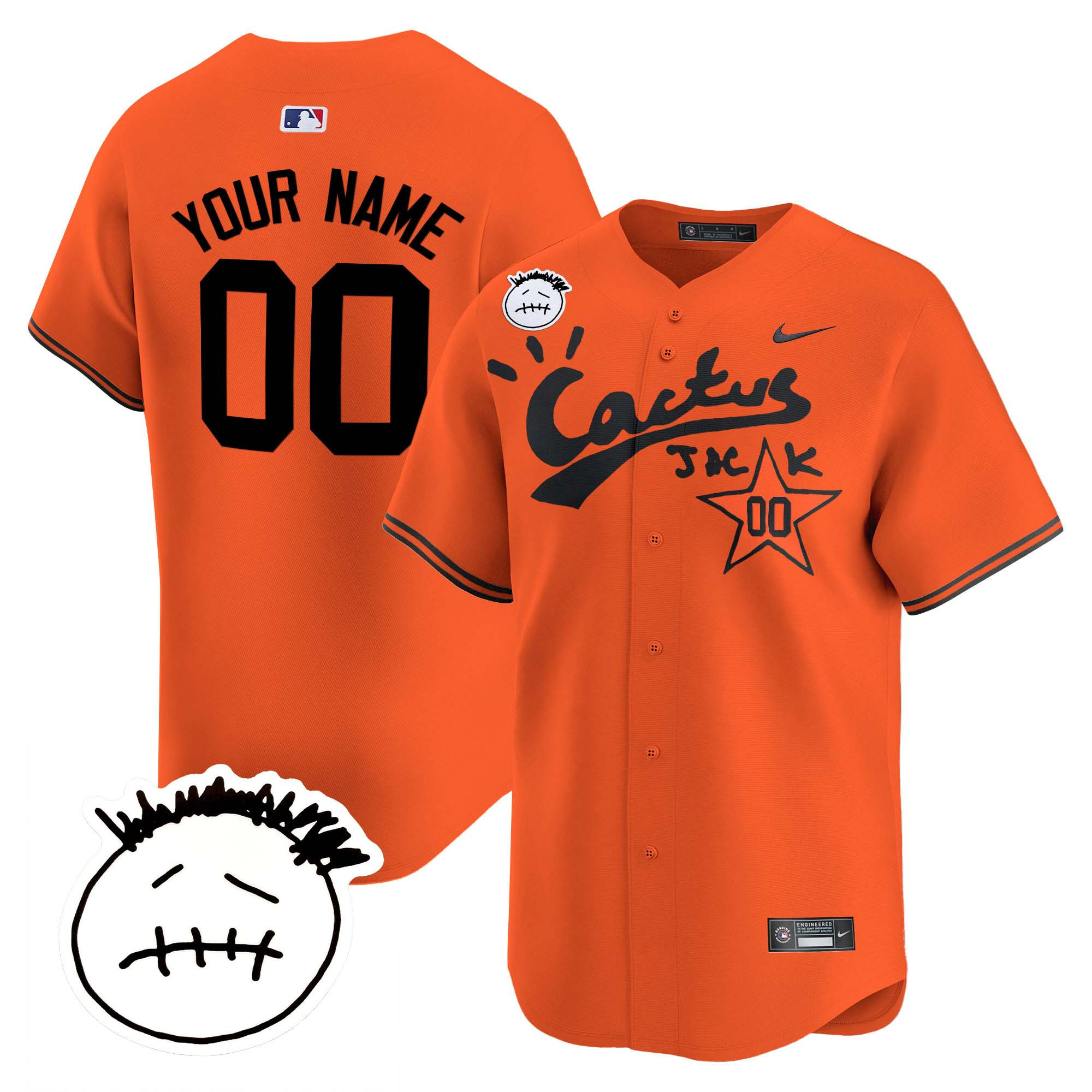 Houston Astros Cactus Jack Patch Vapor Premier Limited Custom V4 Orange Jersey - All Stitched