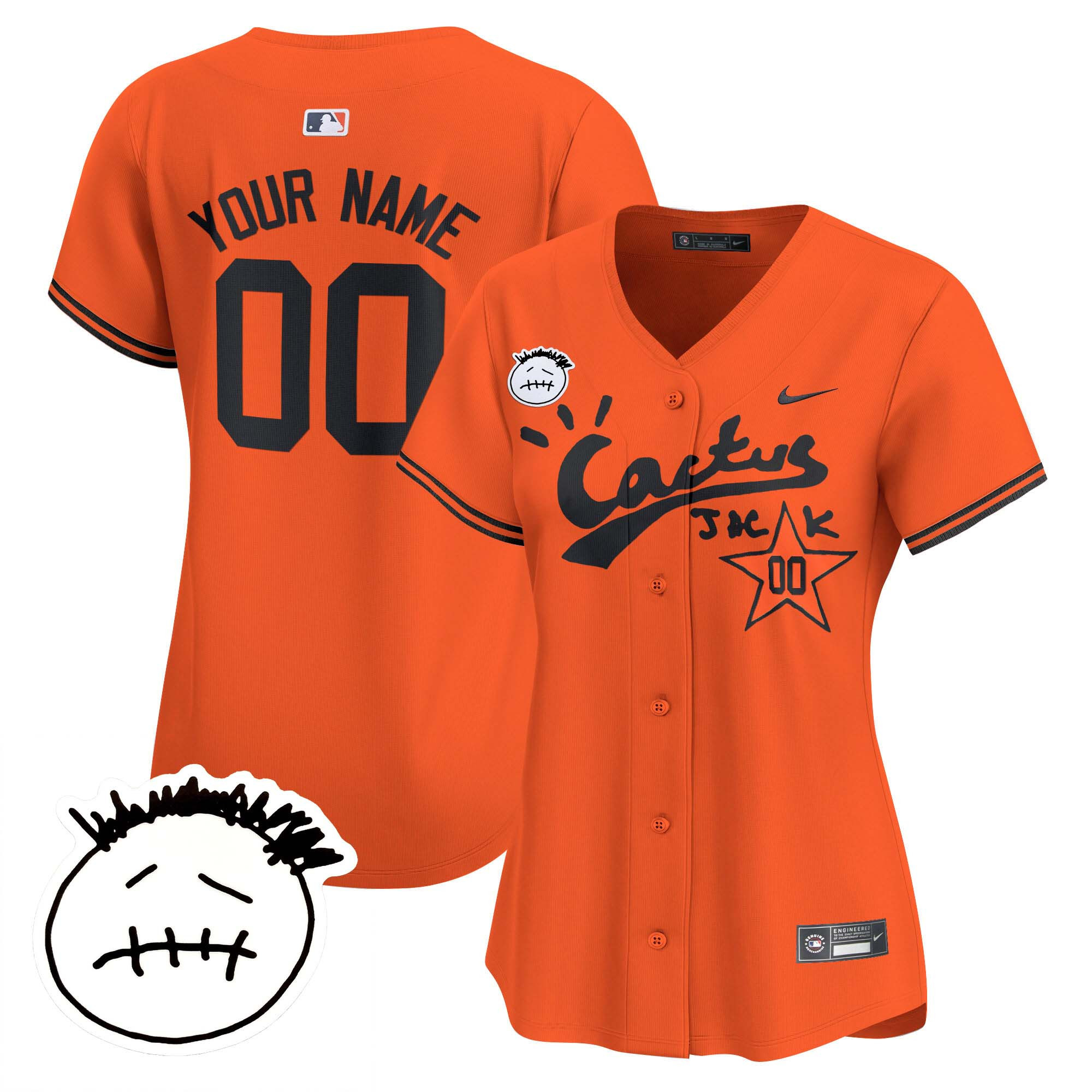 Houston Astros Cactus Jack Patch Vapor Premier Limited Custom V4 Orange Jersey - All Stitched