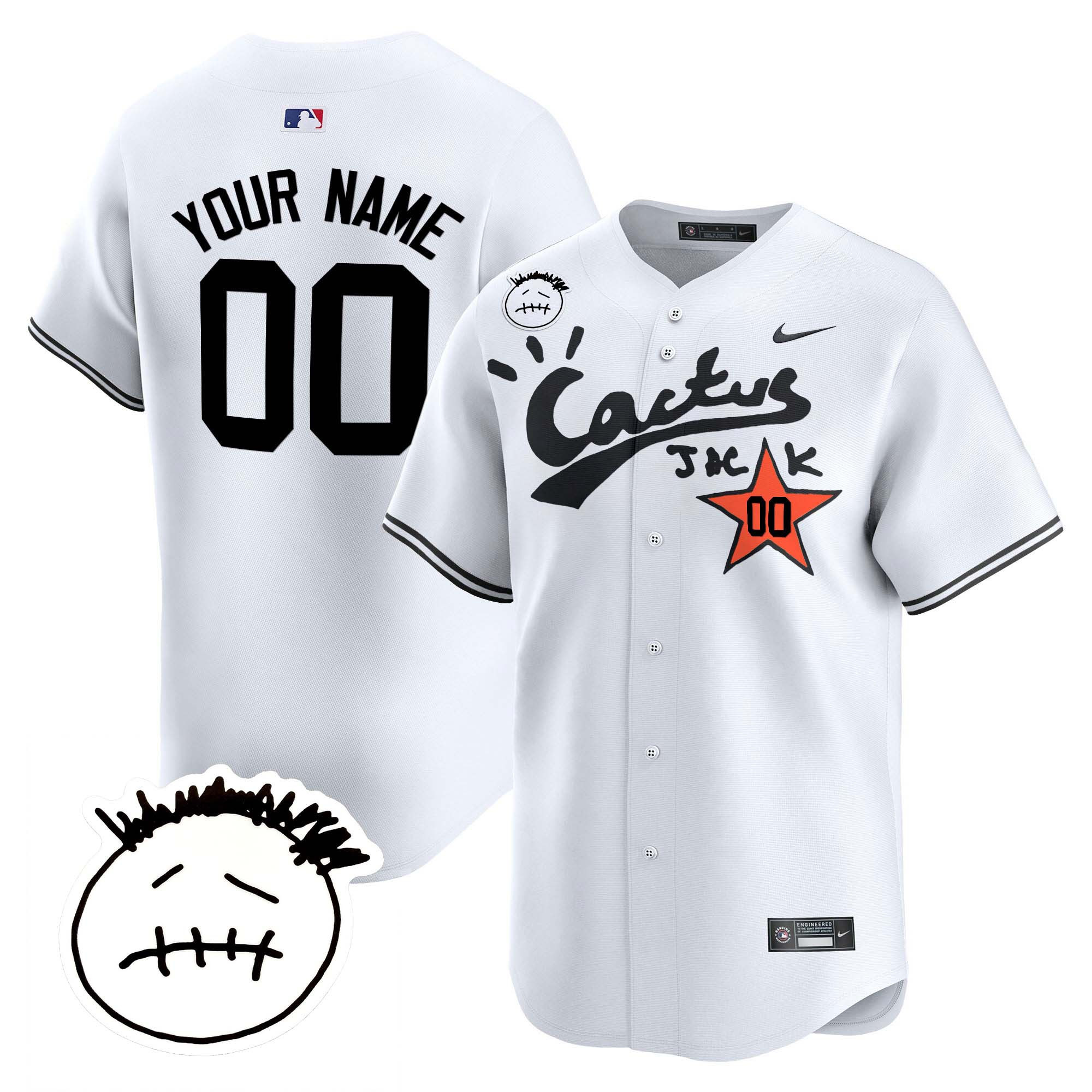 Houston Astros Cactus Jack Patch Vapor Premier Limited Custom V5 White Jersey - All Stitched