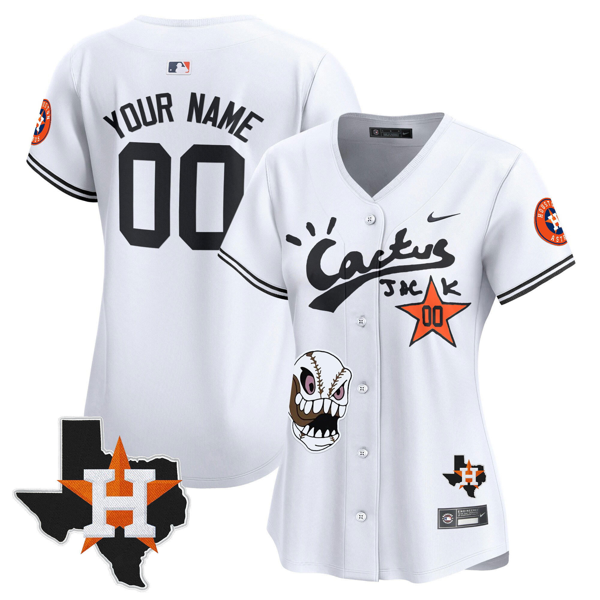 Houston Astros Cactus Jack Patch Vapor Premier Limited Custom White Jersey - All Stitched