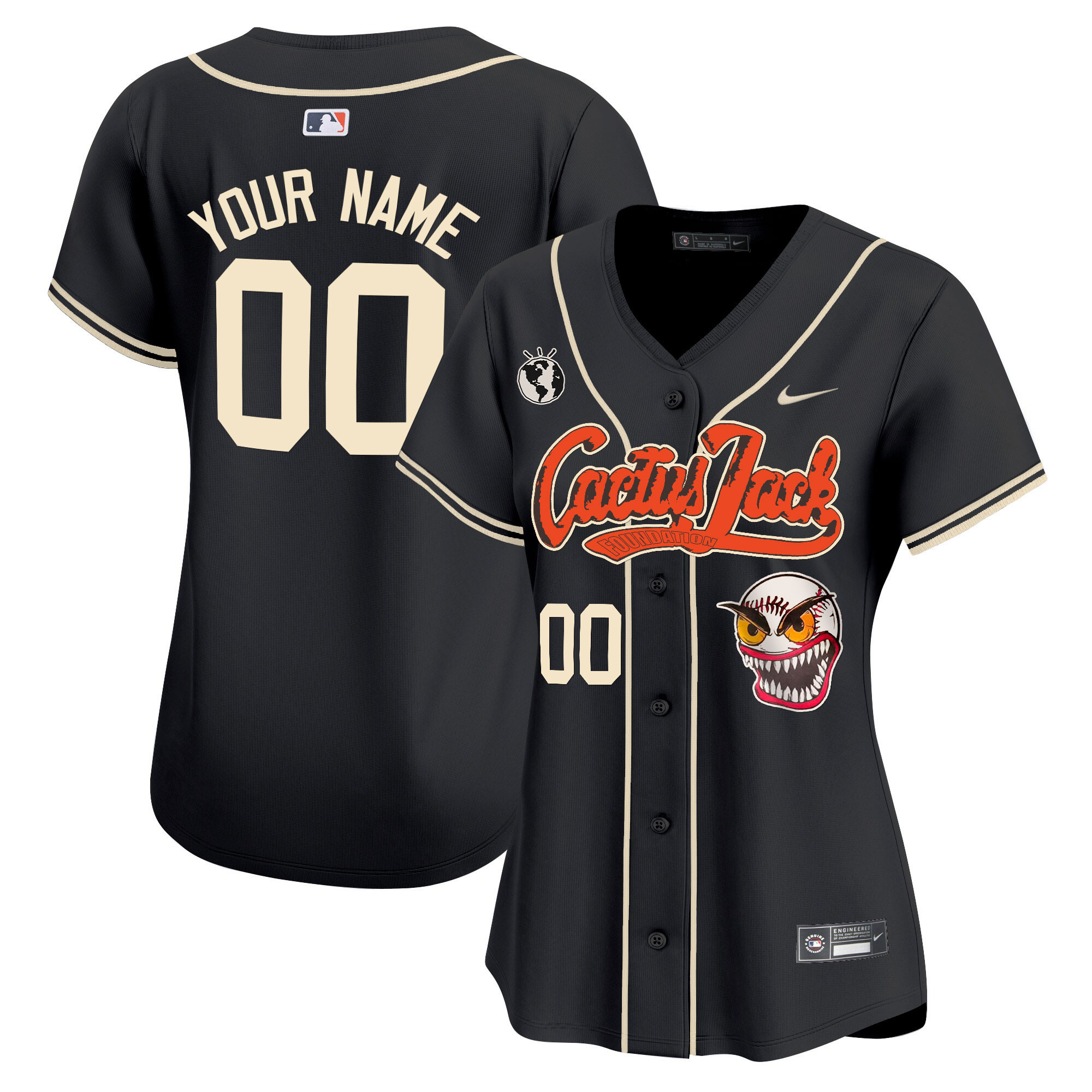 Houston Astros Cactus Jack Vapor Premier Limited Custom Black Jersey - All Stitched