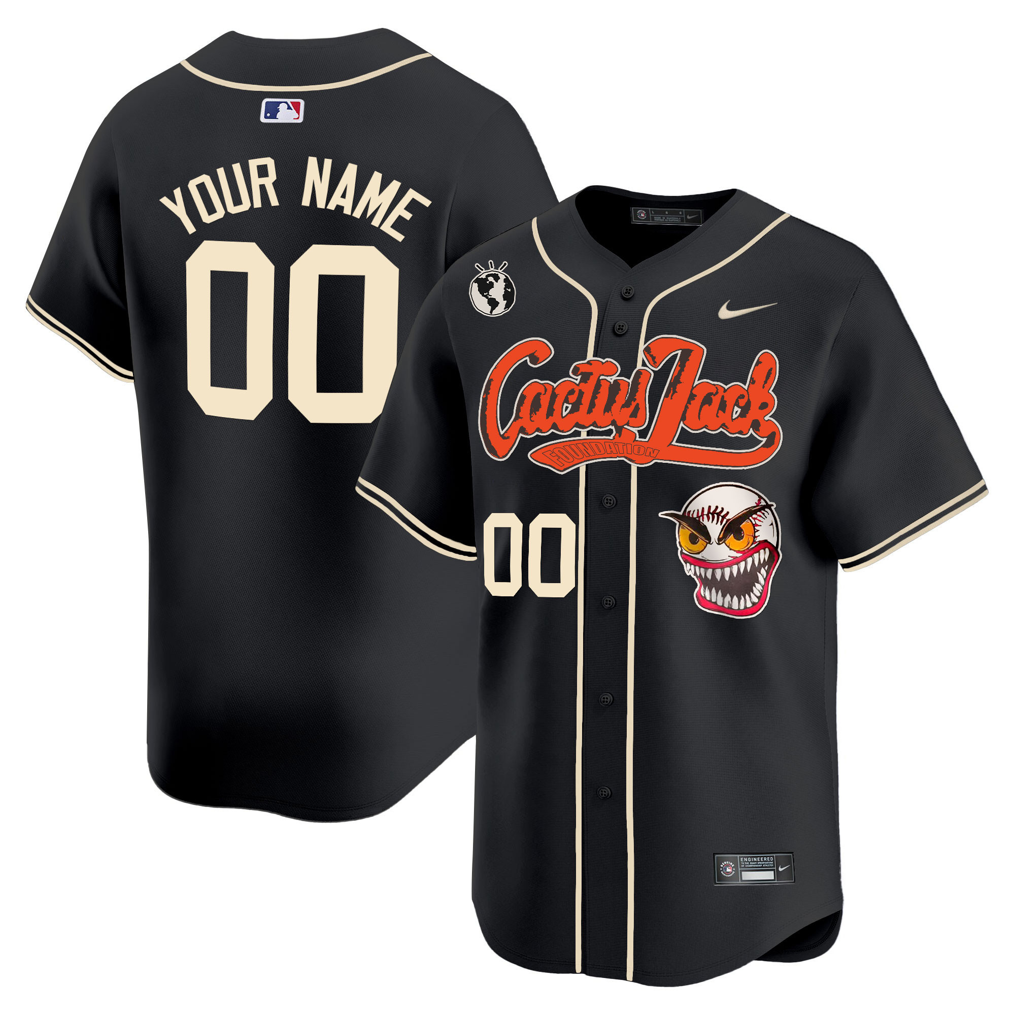 Houston Astros Cactus Jack Vapor Premier Limited Custom Black Jersey - All Stitched