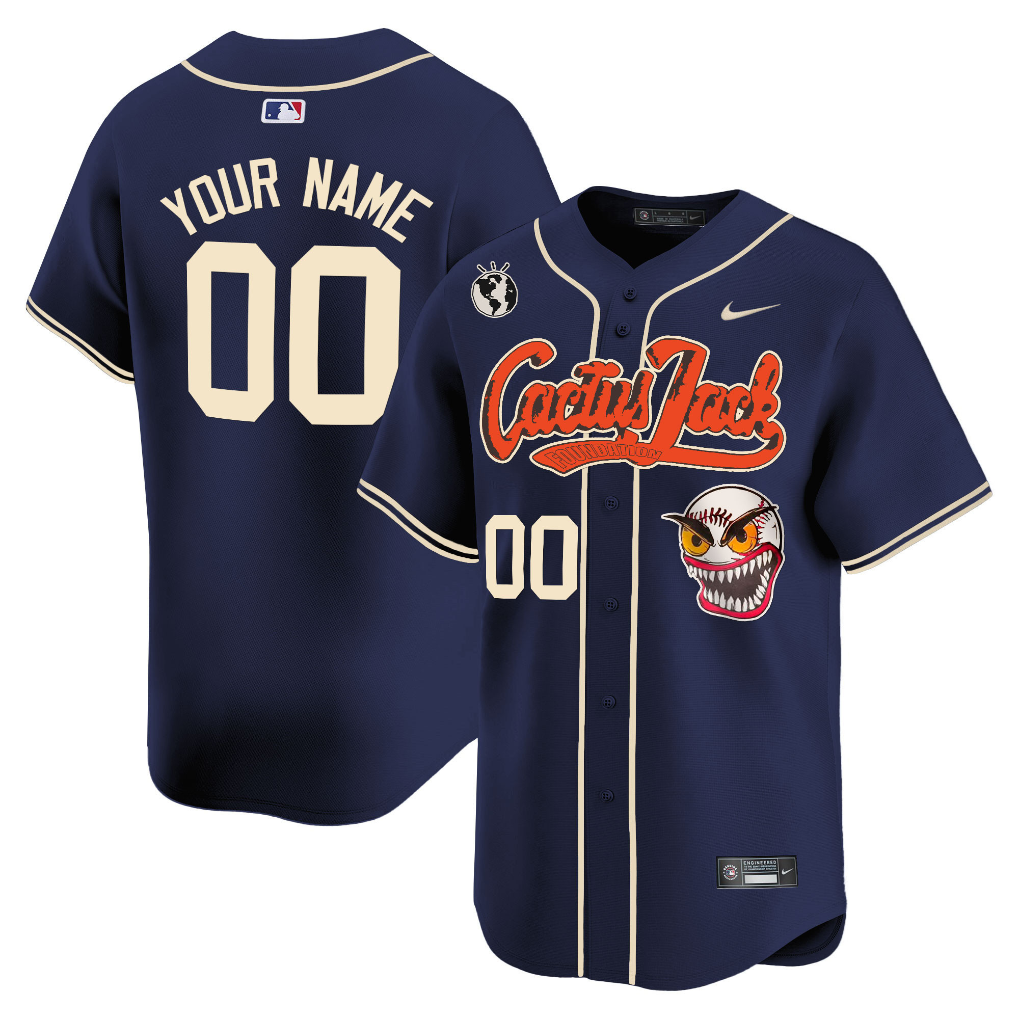 Houston Astros Cactus Jack Vapor Premier Limited Custom Navy Jersey - All Stitched