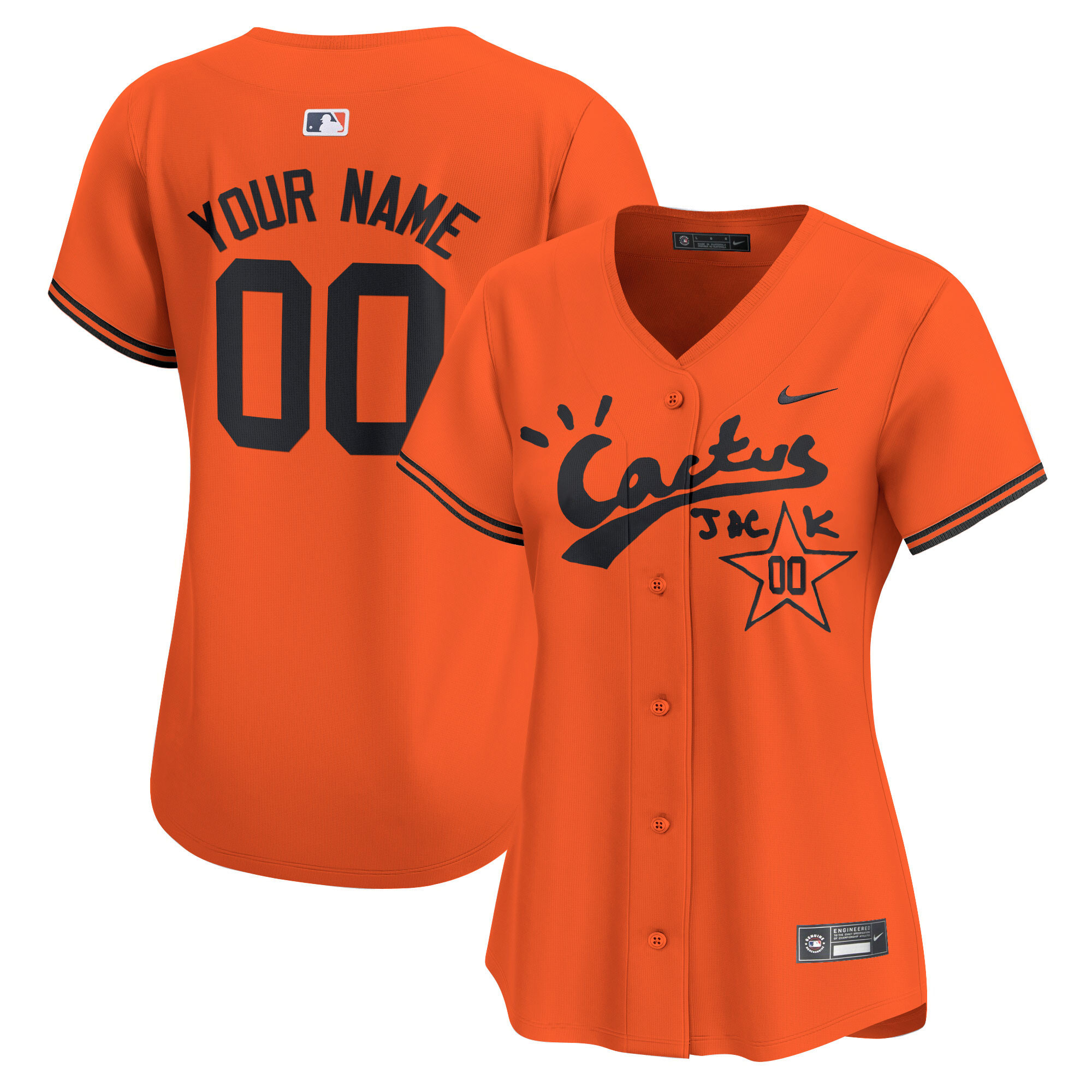 Houston Astros Cactus Jack Vapor Premier Limited Custom V2 Orange Jersey - All Stitched