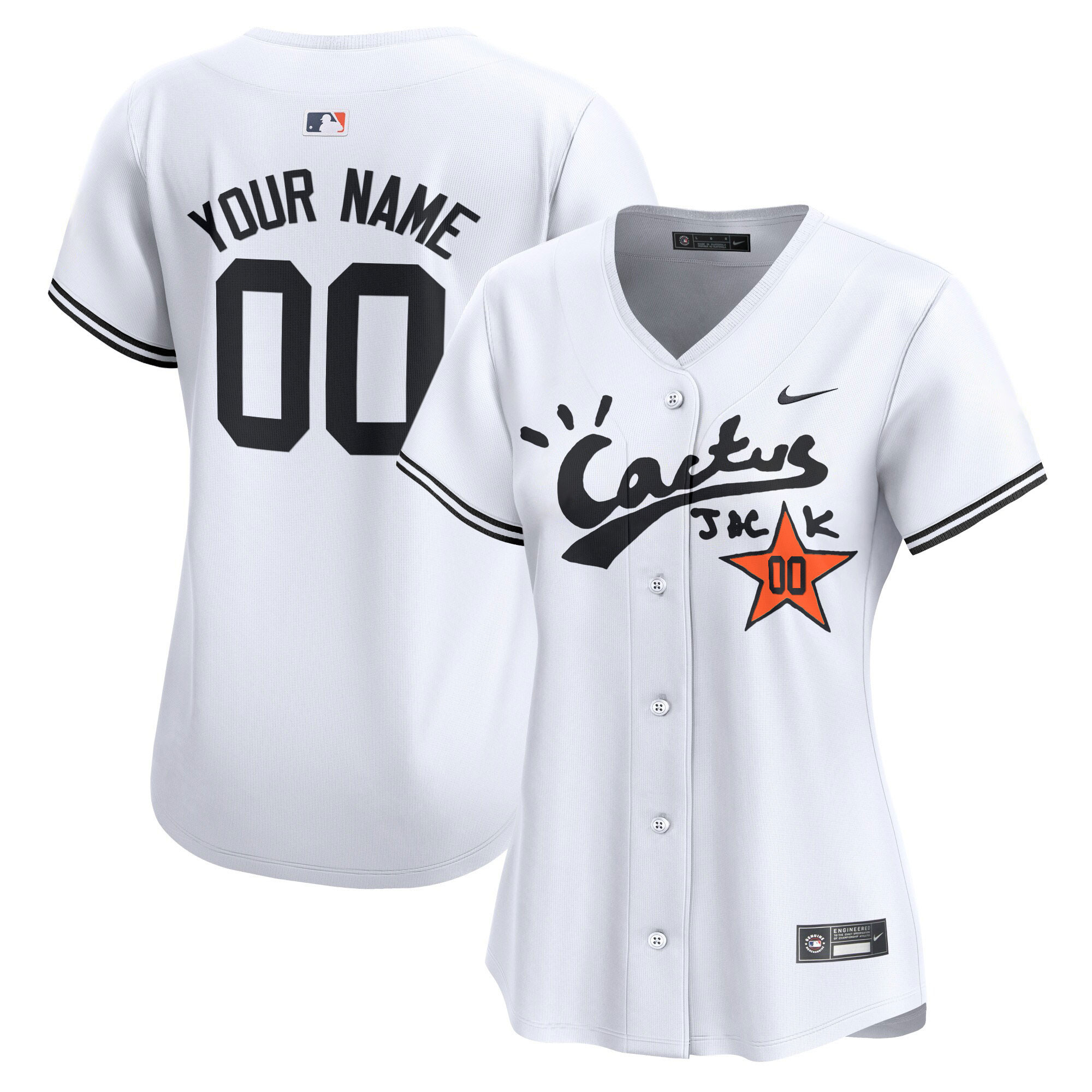Houston Astros Cactus Jack Vapor Premier Limited Custom V2 White Jersey - All Stitched