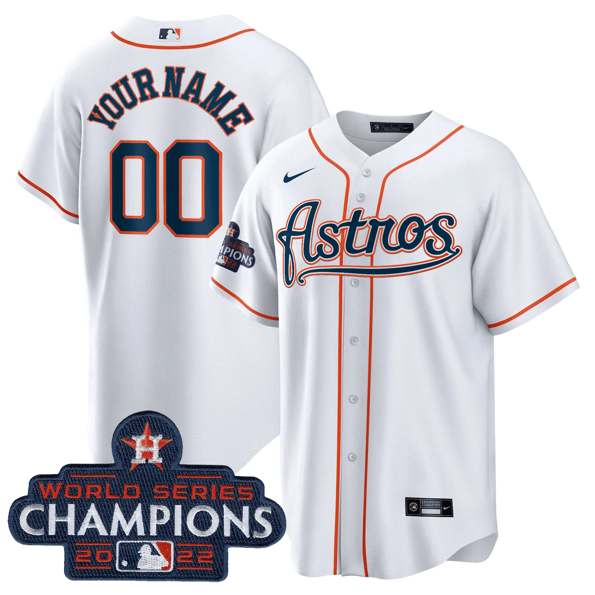 Houston Astros Champions & Throwback Patch Gold Custom V2 Cool Home Jersey - All Stitched