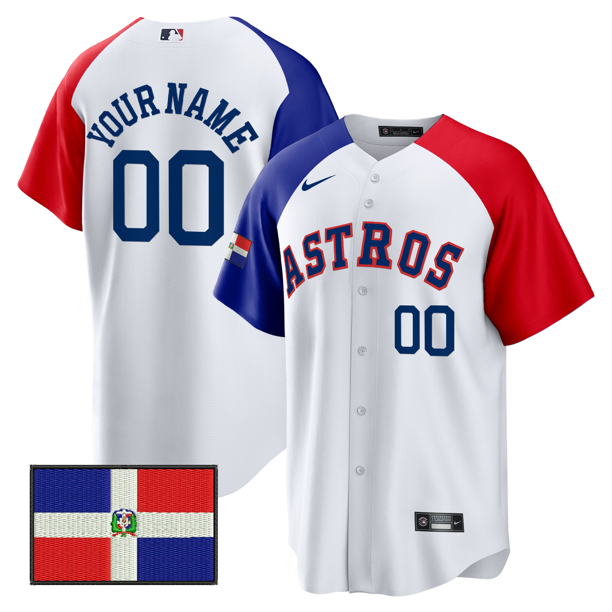 Houston Astros Dominican Republic Flag Custom Alternate Jersey - All Stitched