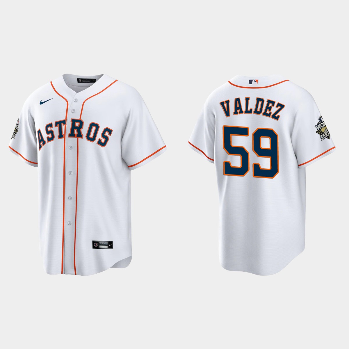 Houston Astros Framber Valdez 2022 World Series White Jersey