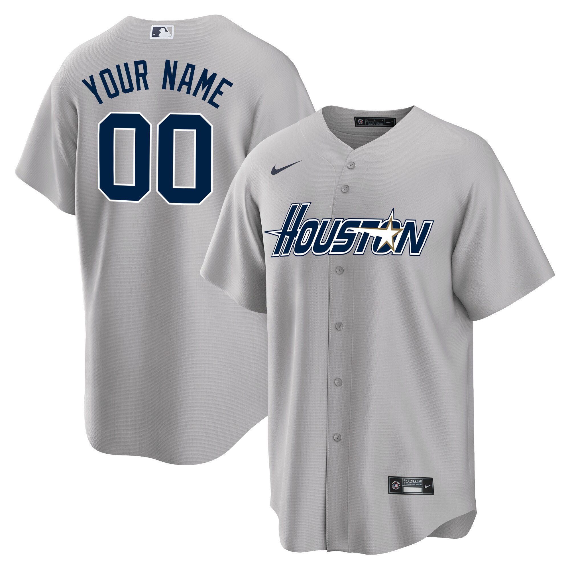 Houston Astros Gray & Black Gold Special Custom Cool Gray Jersey - All Stitched
