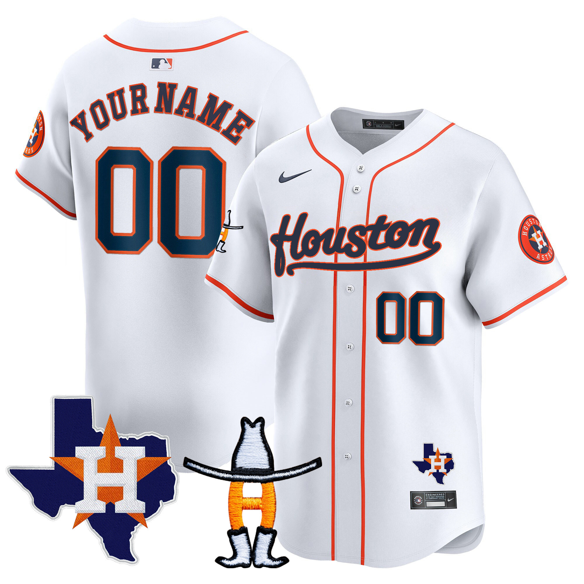 Houston Astros Houston Rodeo Patch Vapor Premier Limited Custom Home Jersey - All Stitched