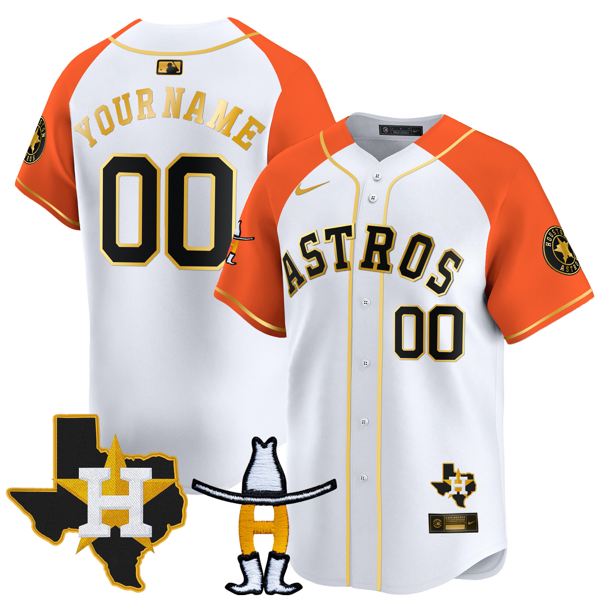 Houston Astros Houston Rodeo Patch Vapor Premier Limited Custom V2 White Alternate Jersey - All Stitched