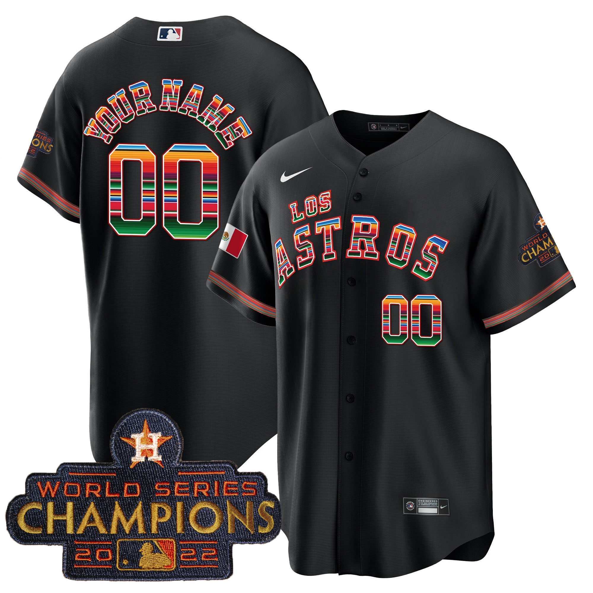 Houston Astros Los Houston Astros Mexico Custom Black Jersey - All Stitched