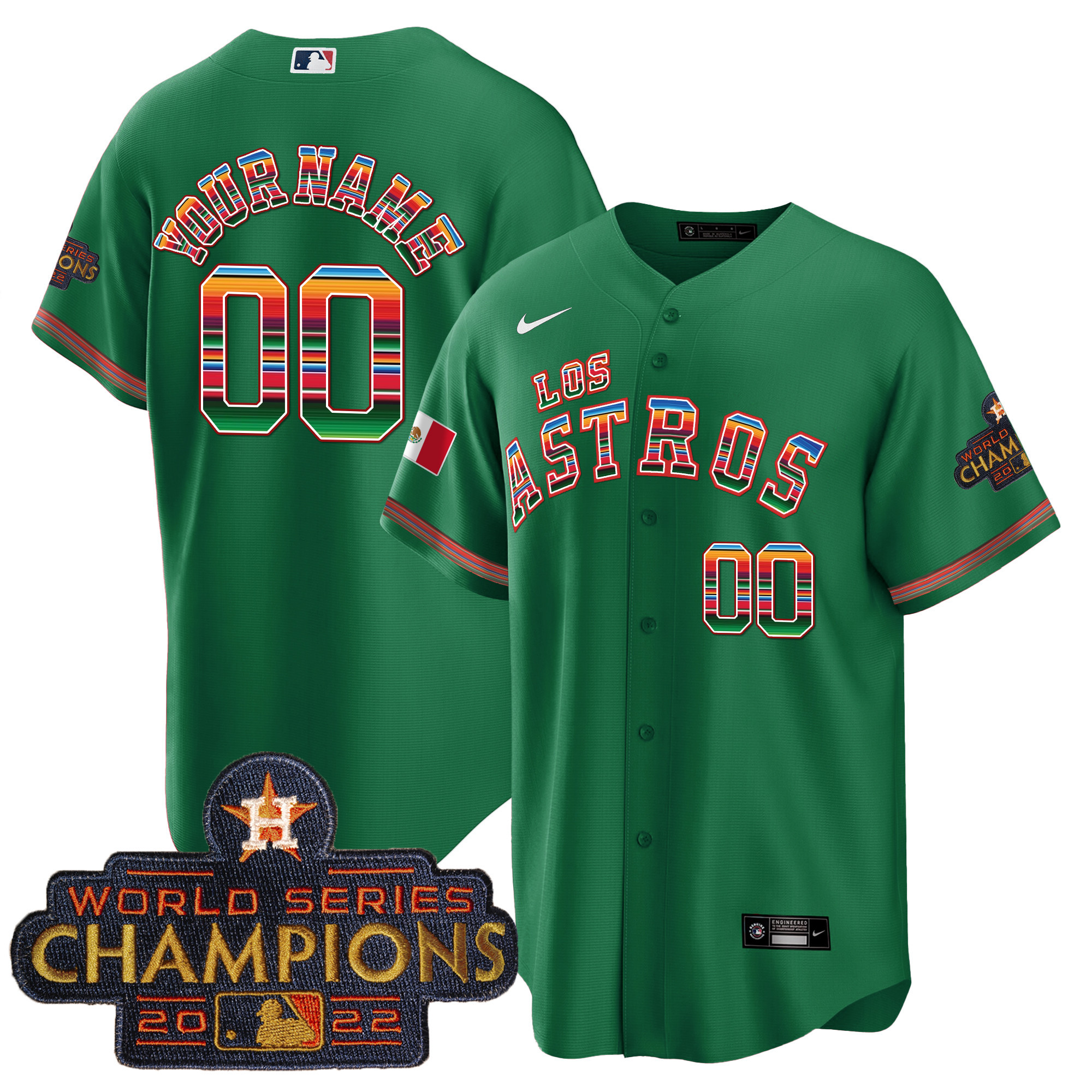 Houston Astros Los Houston Astros Mexico Custom Green Jersey - All Stitched