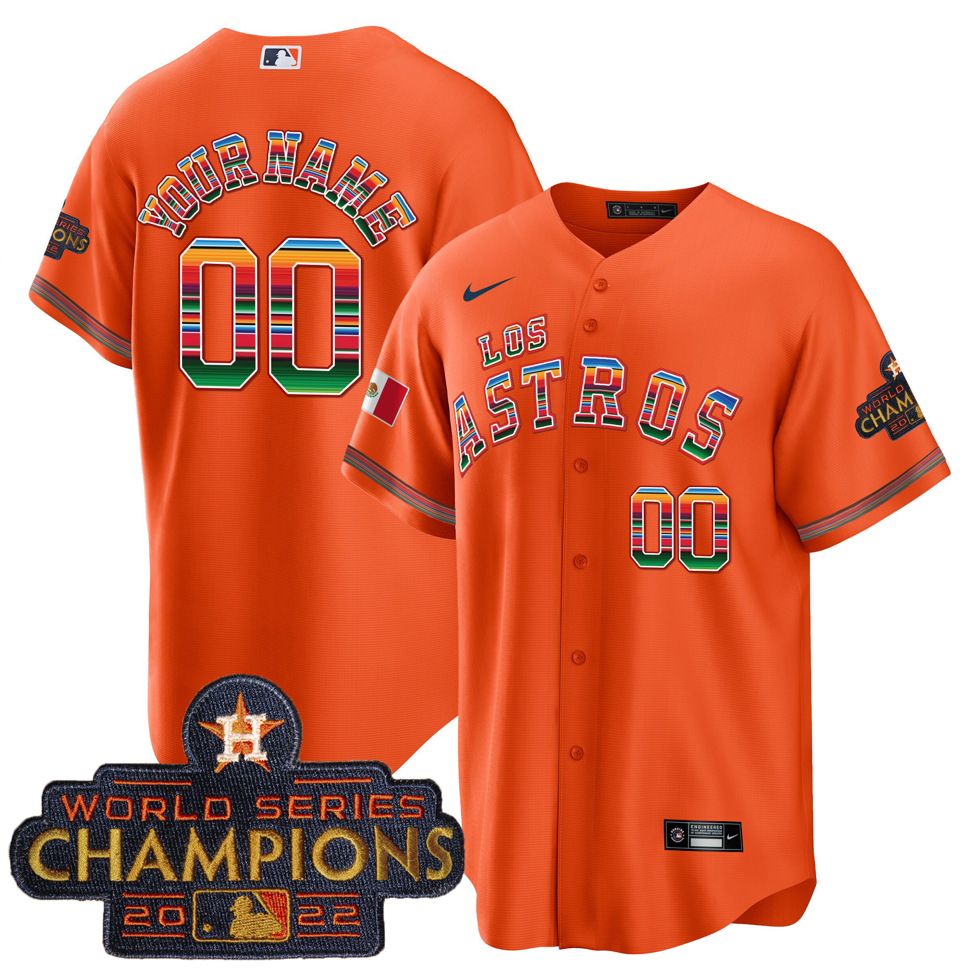 Houston Astros Los Houston Astros Mexico Custom Orange Jersey - All Stitched