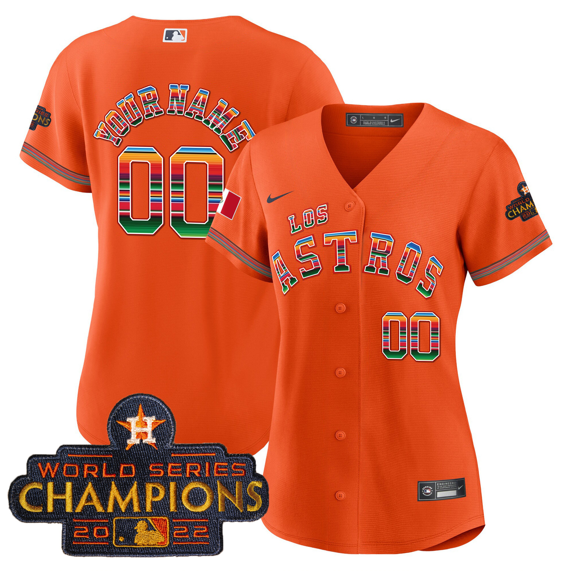 Houston Astros Los Houston Astros Mexico Custom Orange Jersey - All Stitched