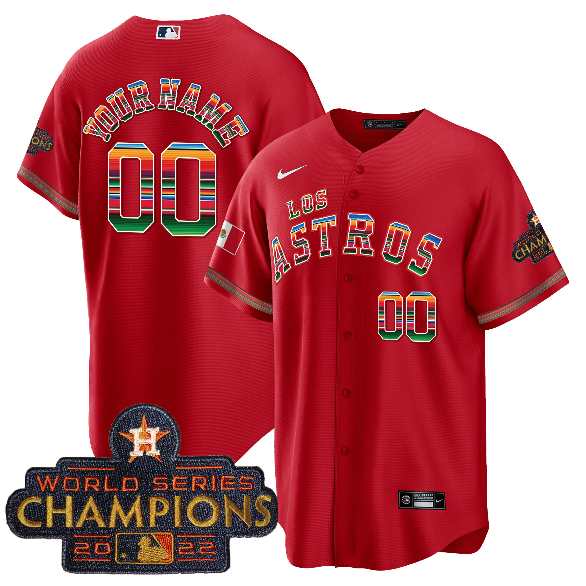 Houston Astros Los Houston Astros Mexico Custom Red Jersey - All Stitched