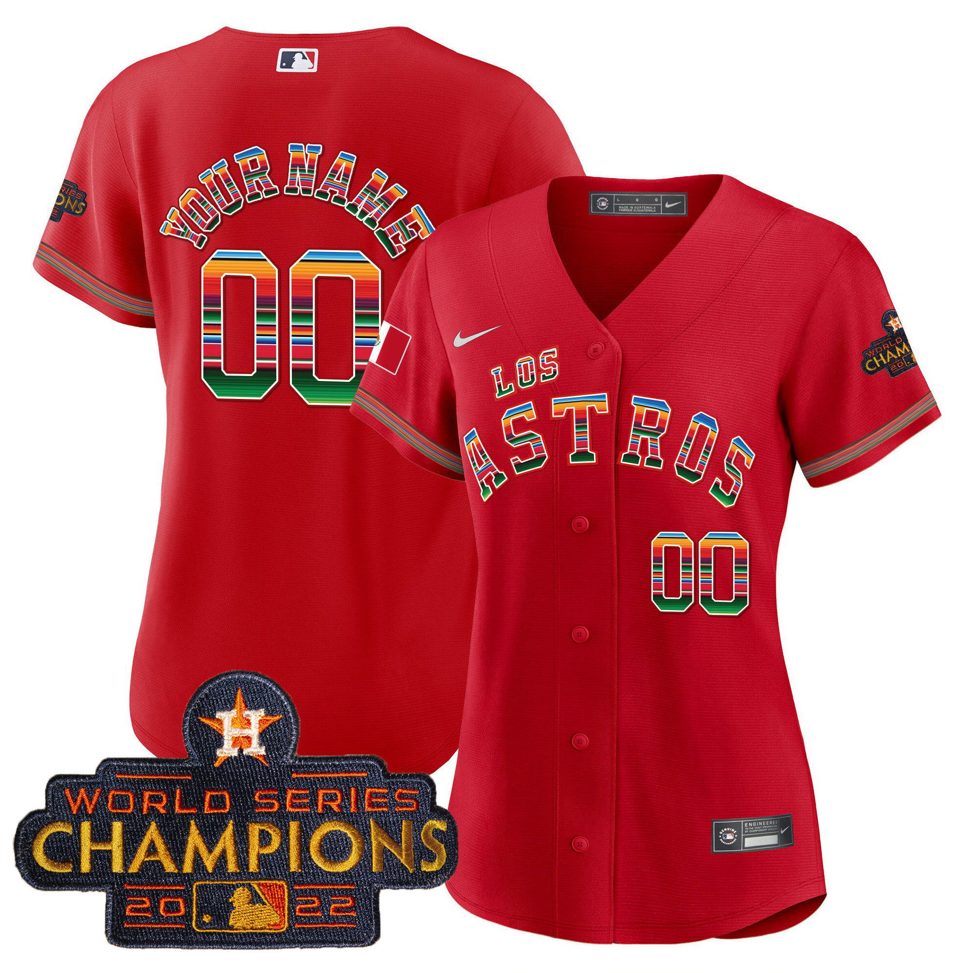 Houston Astros Los Houston Astros Mexico Custom Red Jersey - All Stitched