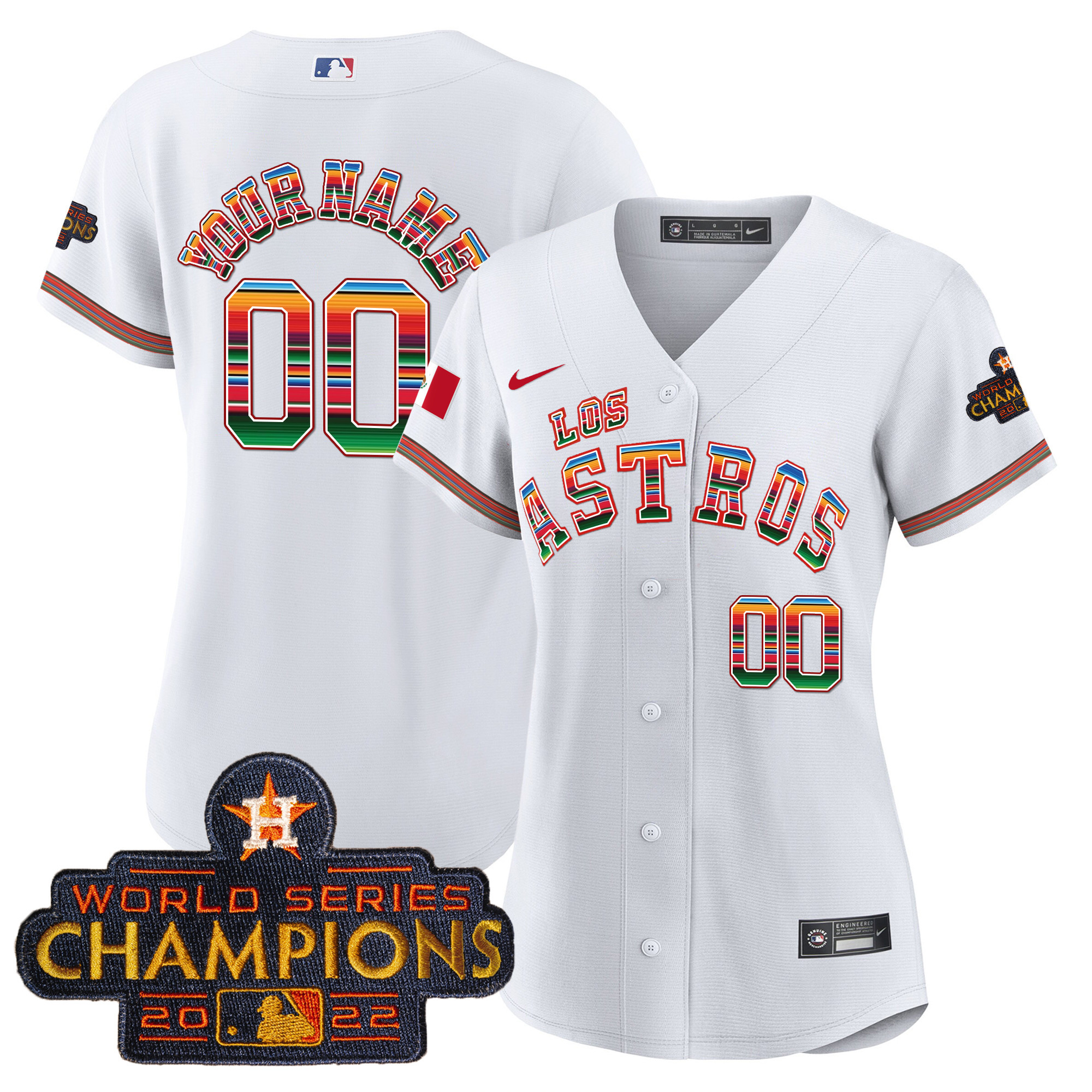 Houston Astros Los Houston Astros Mexico Custom White Jersey - All Stitched