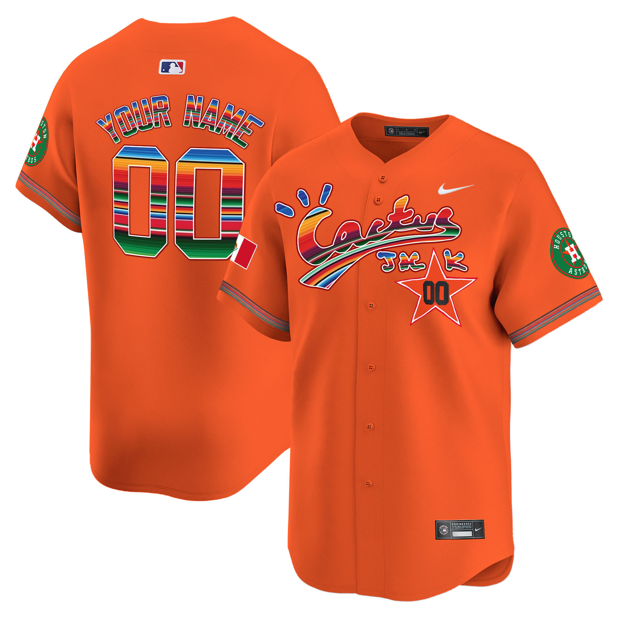 Houston Astros Mexico Cactus Jack Vapor Premier Limited Custom Orange Jersey - All Stitched