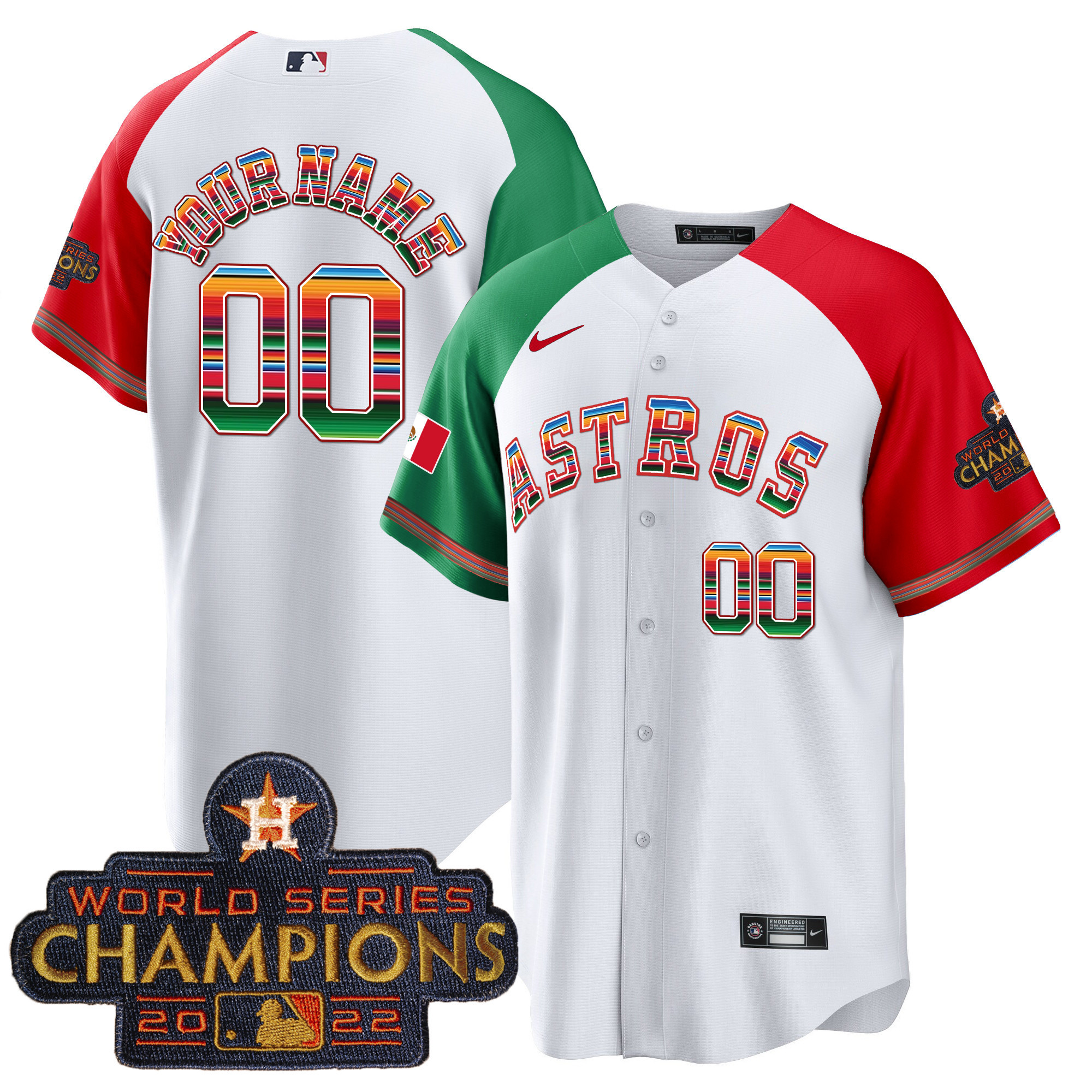 Houston Astros Mexico Cool Base Limited Custom Alternate Jersey - All Stitched