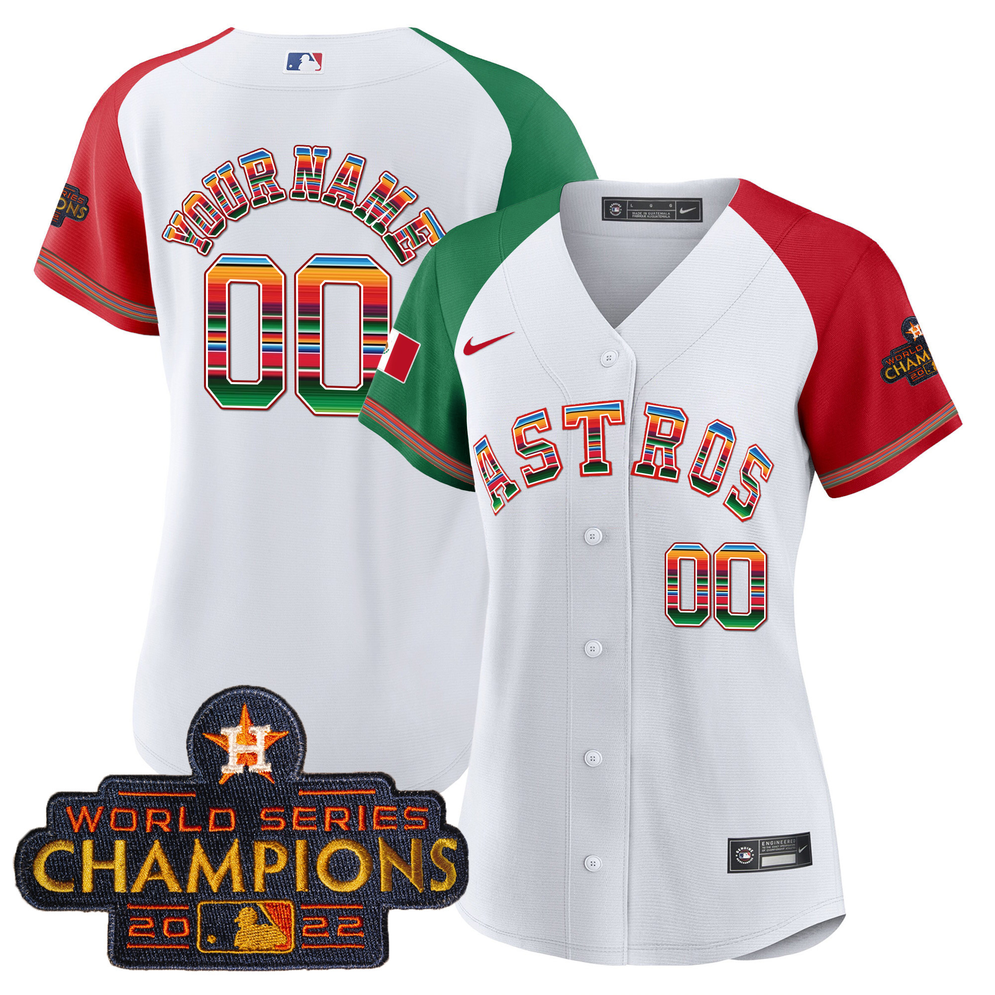 Houston Astros Mexico Cool Base Limited Custom Alternate Jersey - All Stitched