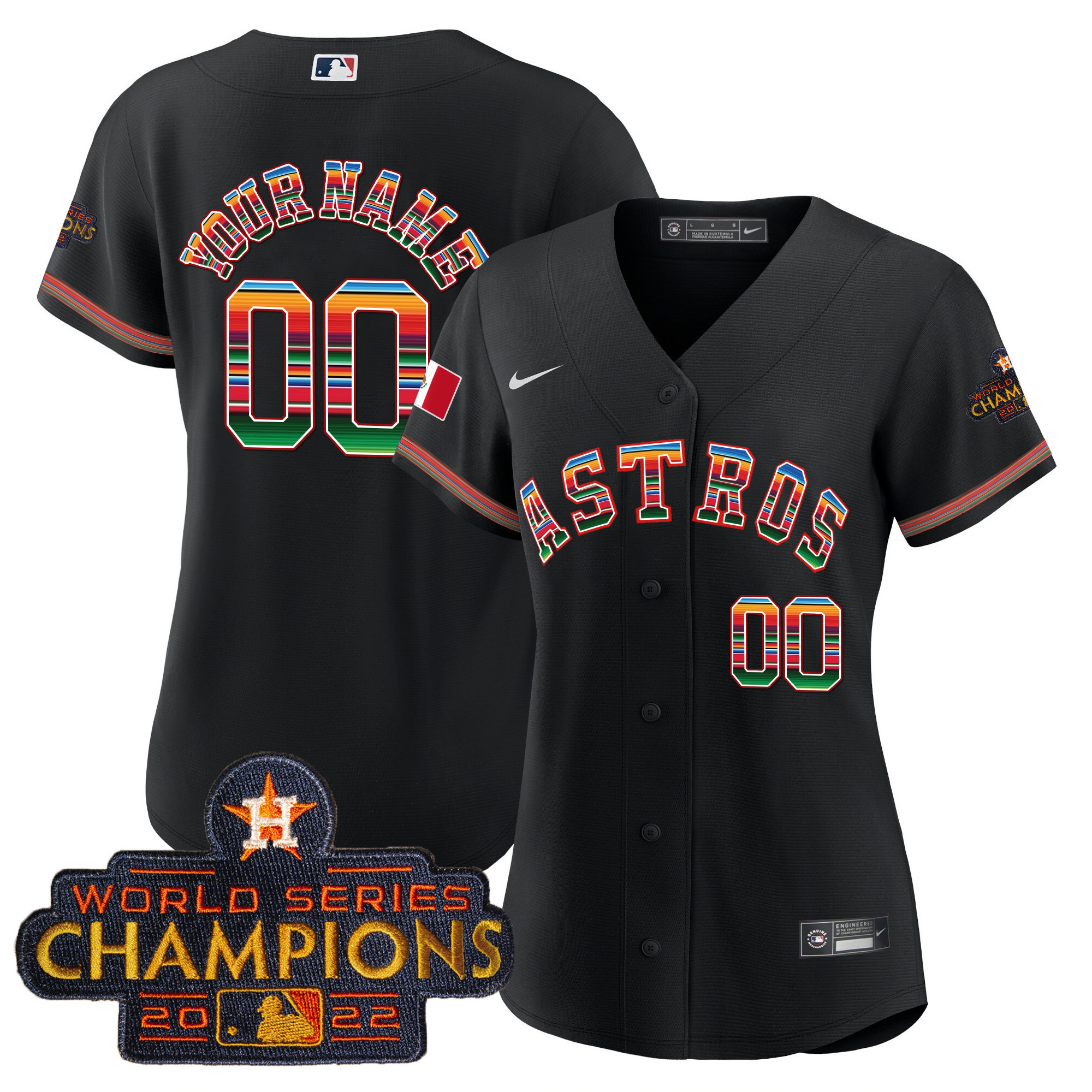 Houston Astros Mexico Cool Base Limited Custom Black Jersey - All Stitched
