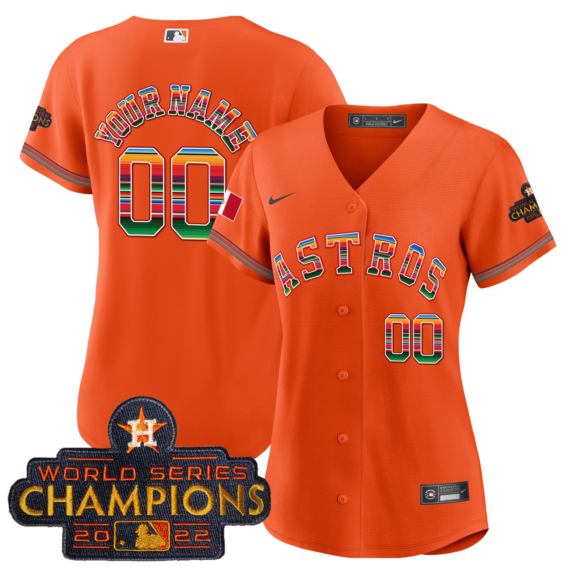 Houston Astros Mexico Cool Base Limited Custom Orange Jersey - All Stitched