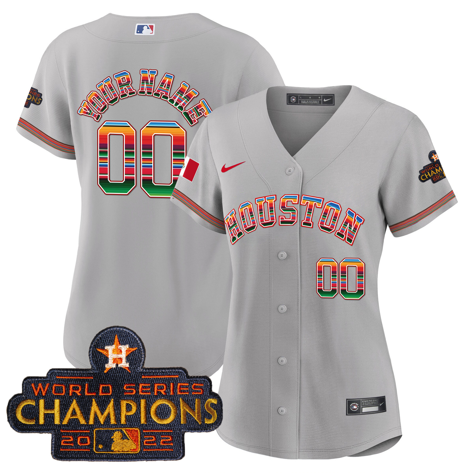 Houston Astros Mexico Cool Base Limited Custom V2 Gray Jersey - All Stitched